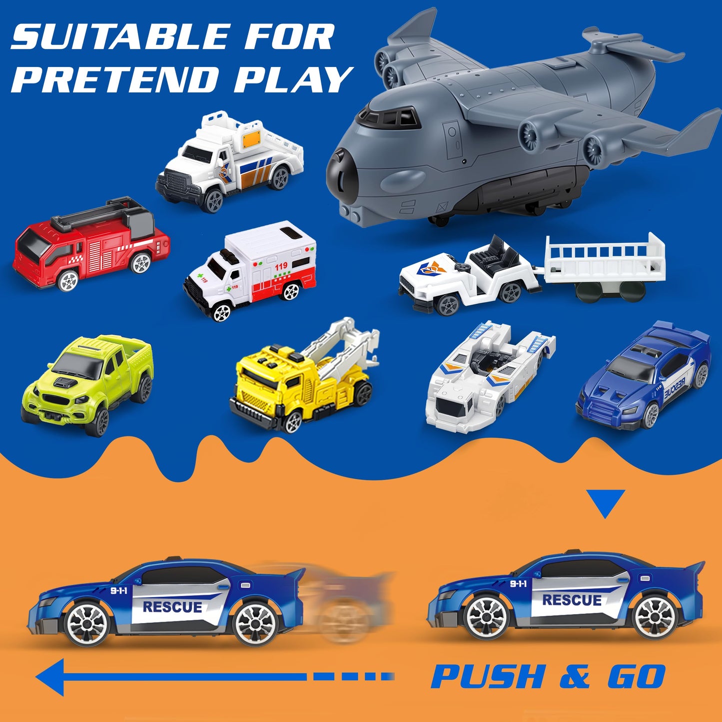 XDUOYJOY Airplane Toy Set with Trucks, Helicopter, Planes & Playmat – Airport Aviation Toys for Boys & Girls