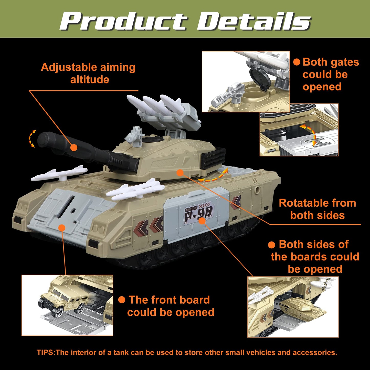 XDUOYJOY Military Tank Toy Sets – 7-Vehicle Army Playset with Easy Storage | Gift for Boys Aged 4-7