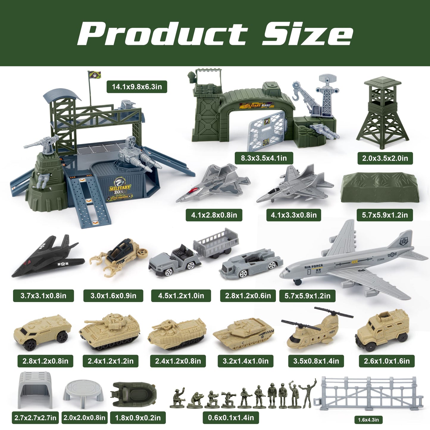 XDUOYJOY Military Base Toy Set - 13 Vehicles, Play Mat & Figures