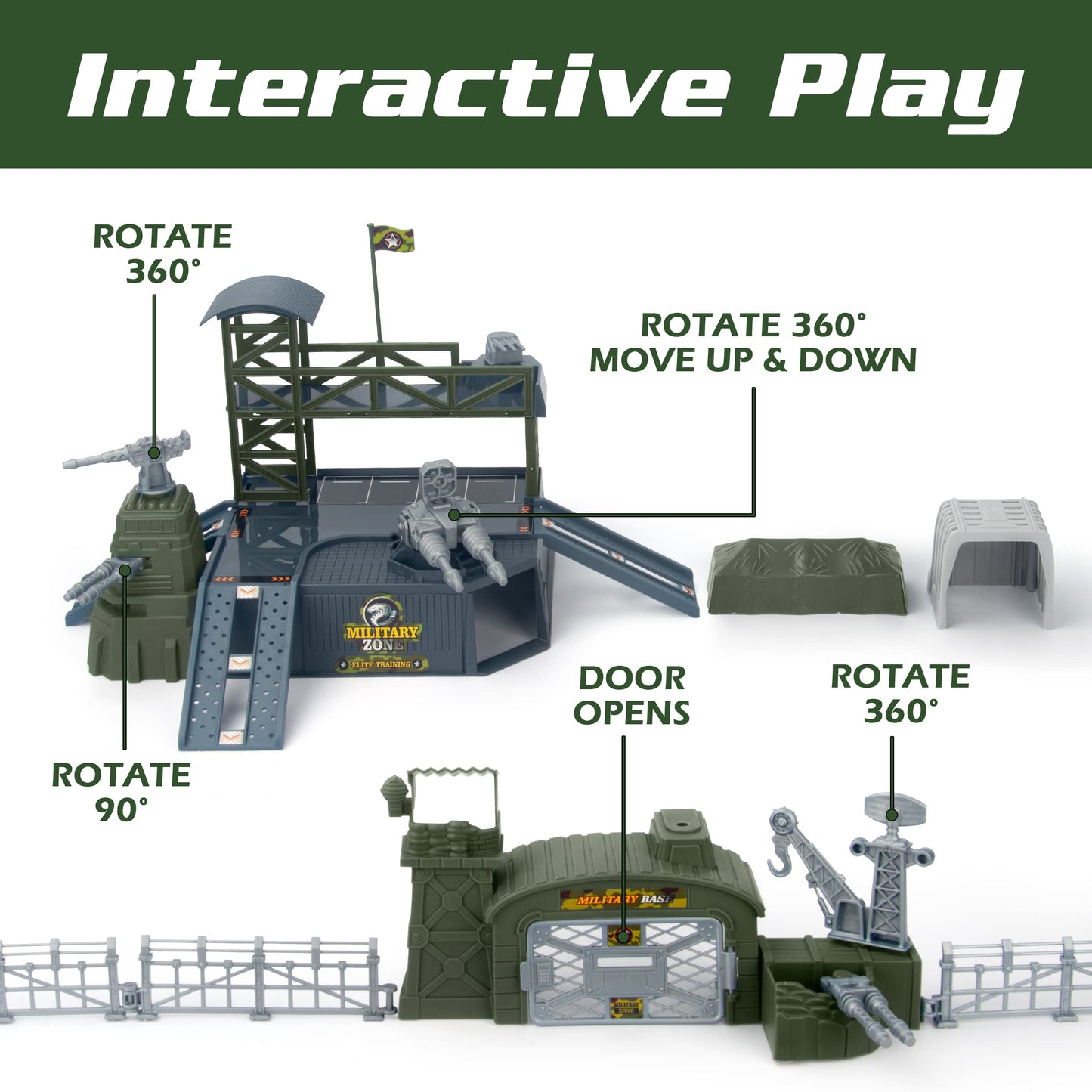 XDUOYJOY Military Base Toy Set - 13 Vehicles, Play Mat & Figures