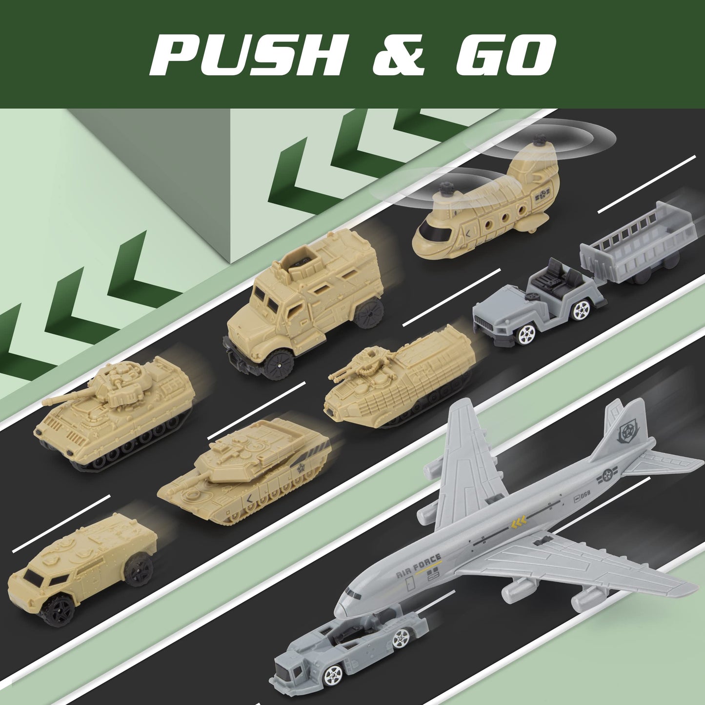 XDUOYJOY Military Base Toy Set - 13 Vehicles, Play Mat & Figures
