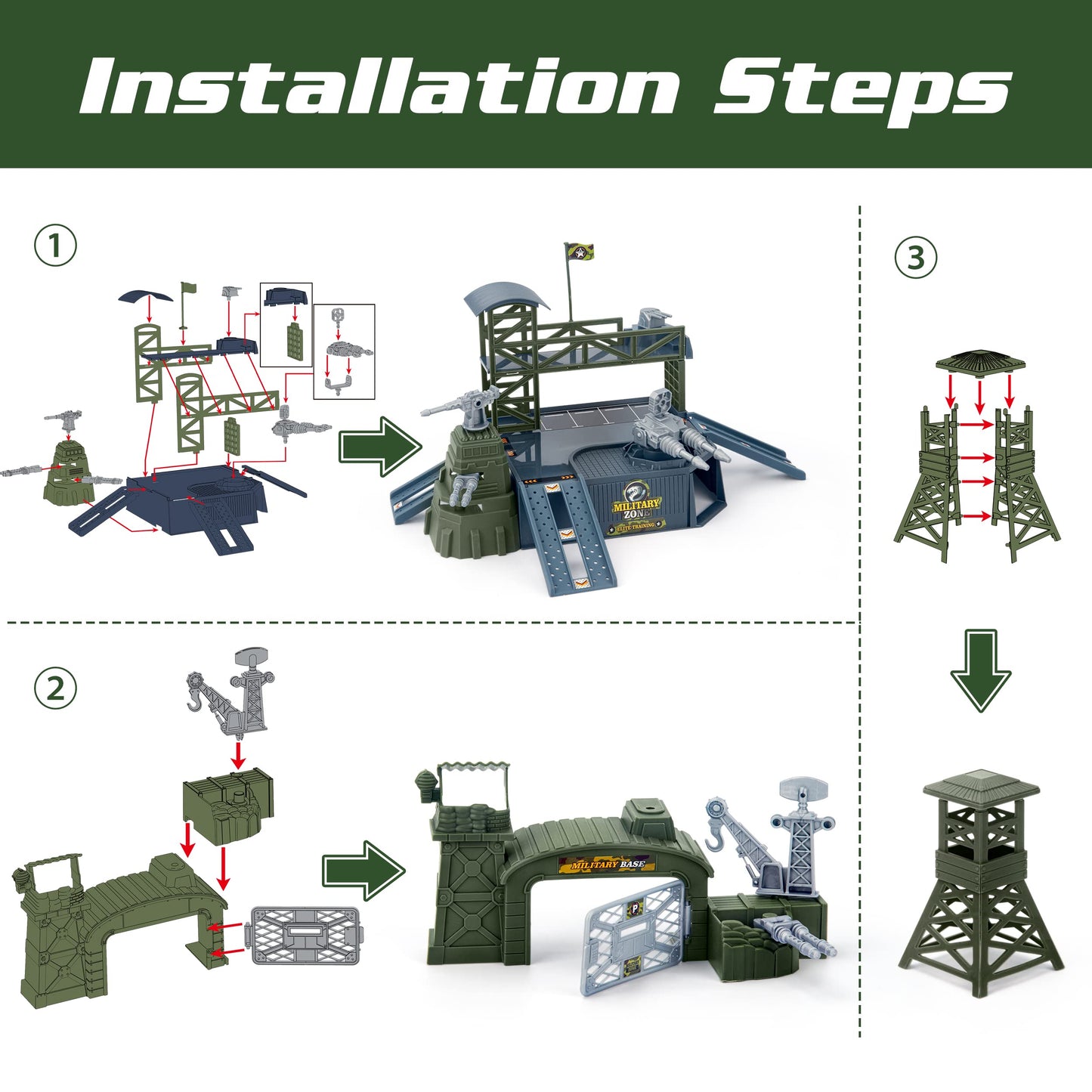 XDUOYJOY Military Base Toy Set - 13 Vehicles, Play Mat & Figures