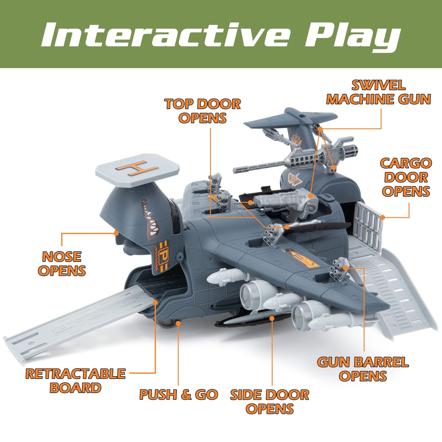 XDUOYJOY Military Airplane Toy Set – 8 Vehicles, Transforming Fighter Jet, Army Cars & Helicopter | Gift for Boys Aged 4-7
