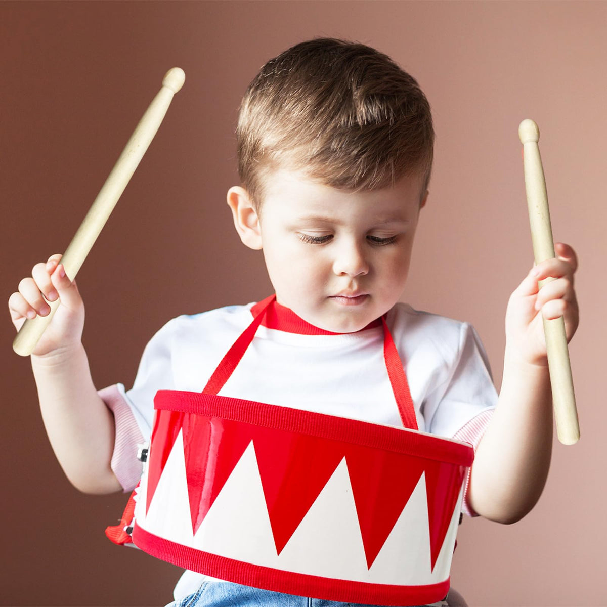 Xeehwb Kids Drum Set - 8in Wooden Toy Drum with Adjustable Strap | Educational Musical Toy