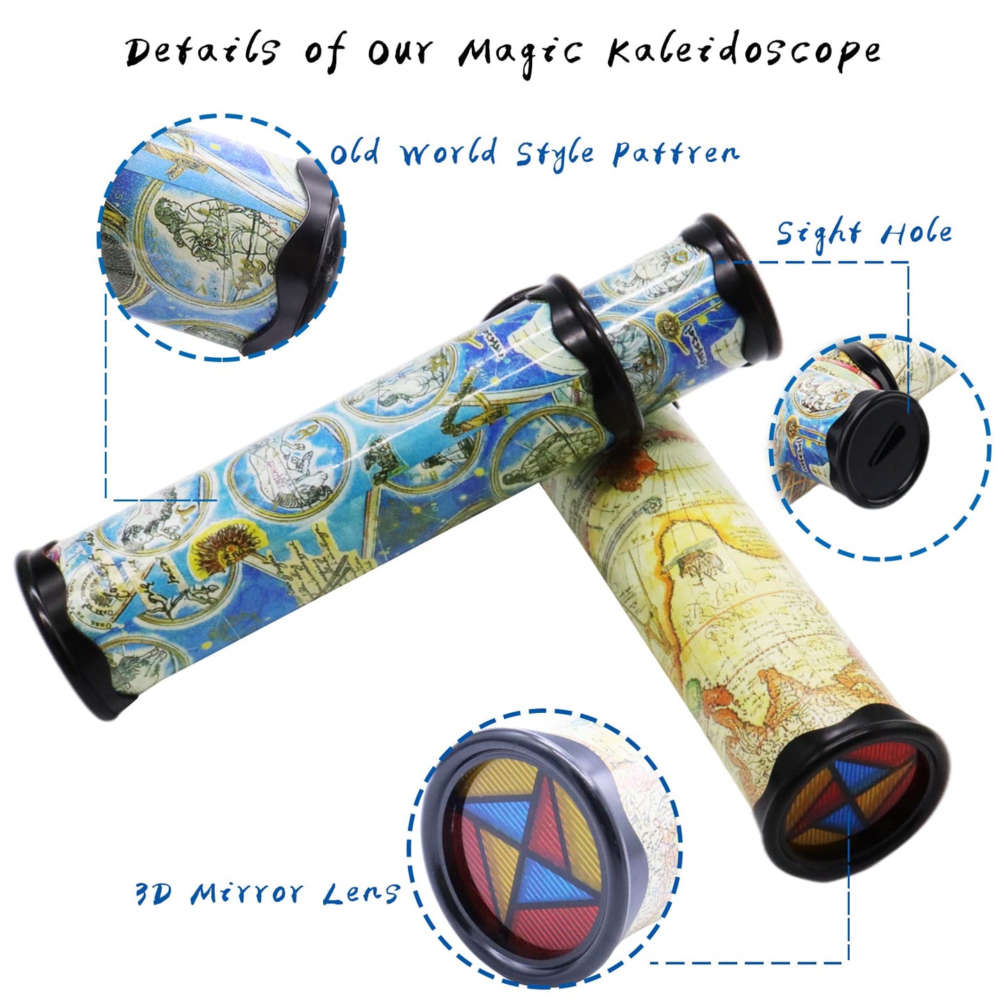 Xeehwb 2 Pack Classic Kaleidoscope Toy – Magic Rotating Kaleidoscope & Stretchable World Kaleidoscope