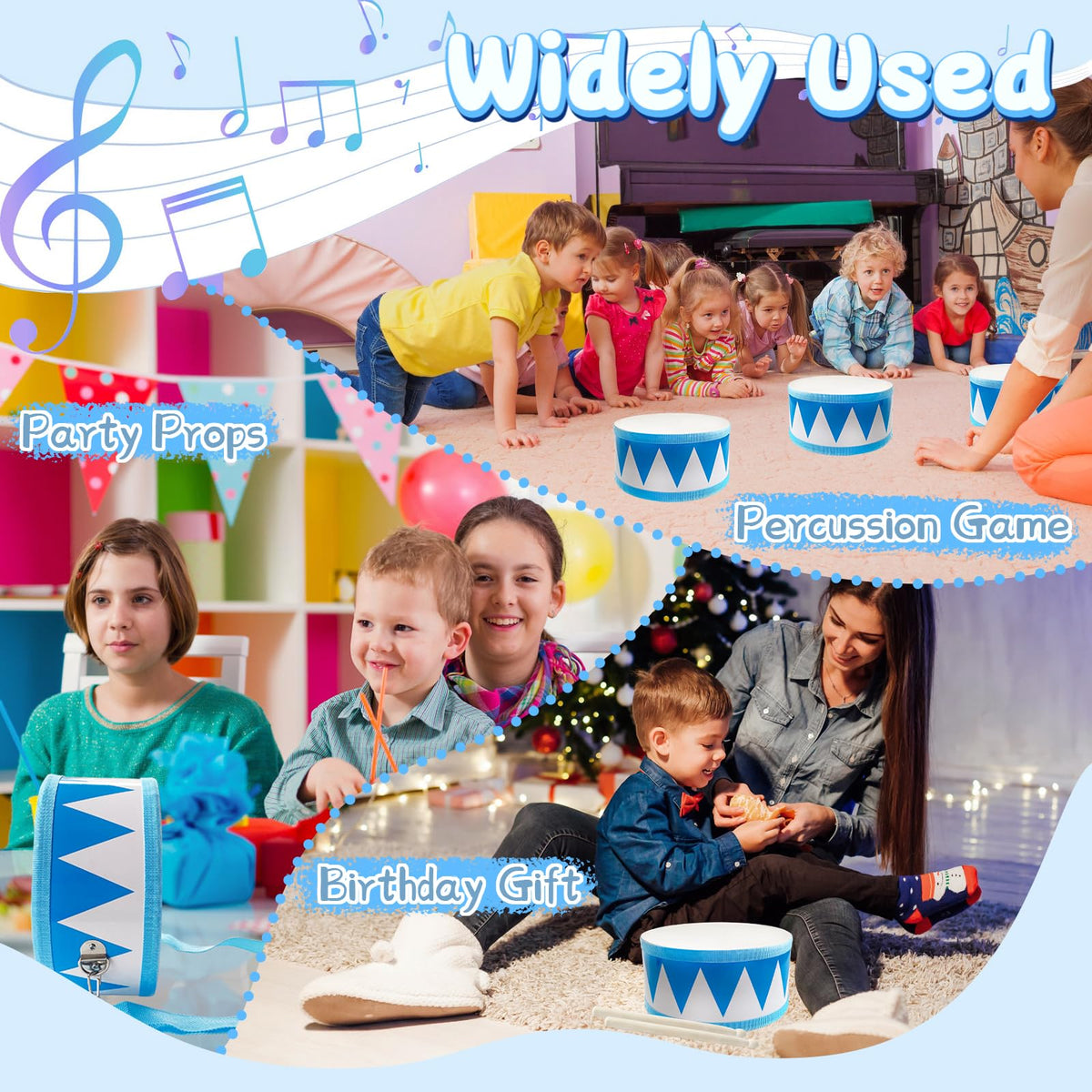 Xeehwb Kids Drum Set - 8-Inch Wooden Toy with Adjustable Strap