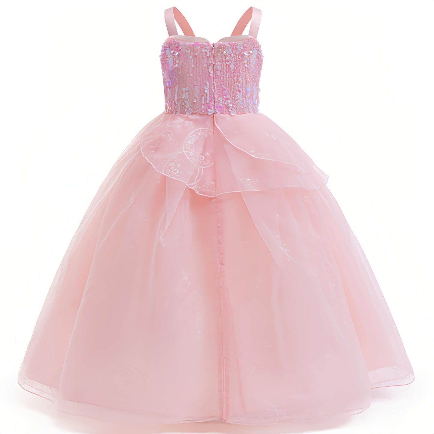 Xefenki Good Witch Glinda Costume Dress for Girls – Halloween Cosplay Set with Crown, Wand & Gloves