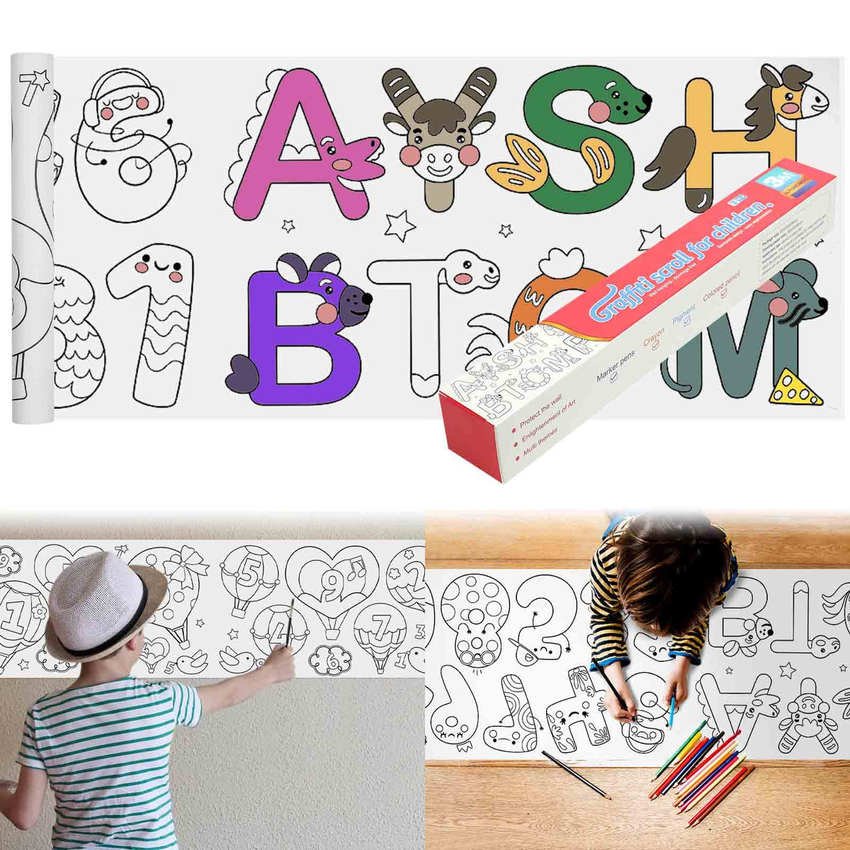 XEFINAL Children's Drawing Roll – 120×11.8 in DIY Coloring Paper for Kids