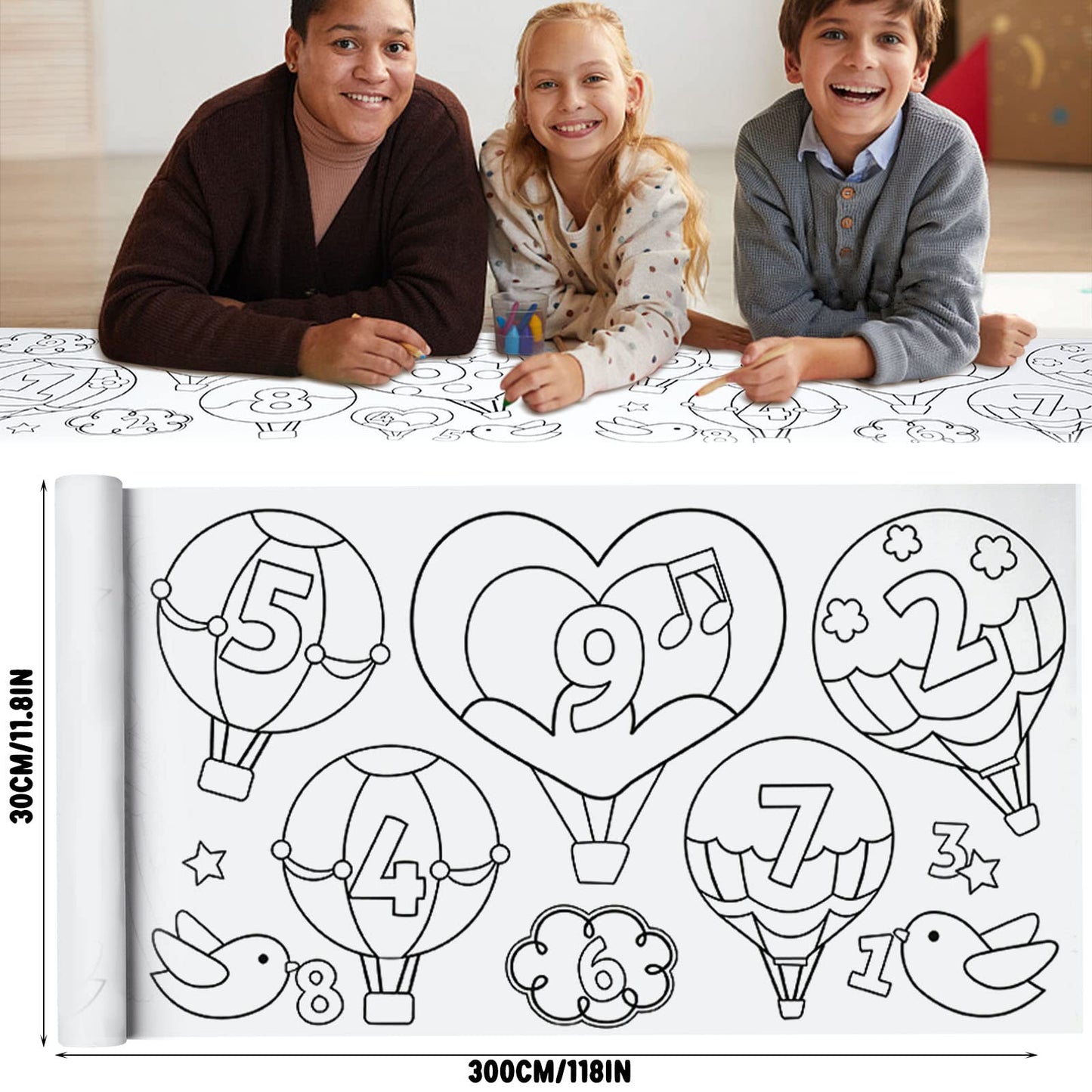 XEFINAL Children's Drawing Roll – 120×11.8 in DIY Coloring Paper for Kids