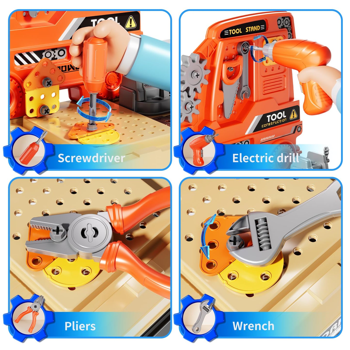 Xelabrion Kids Tool Bench Set – 142-Pcs with Realistic Drill