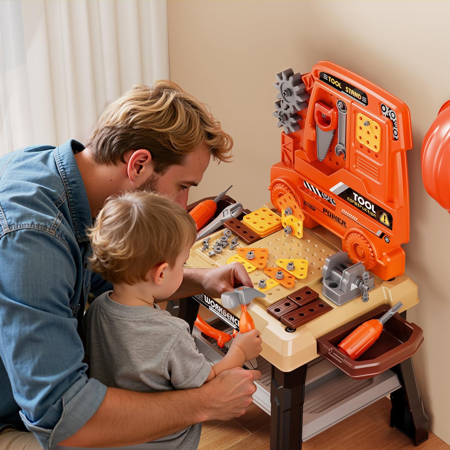 Xelabrion Kids Tool Bench Set – 142-Pcs with Realistic Drill