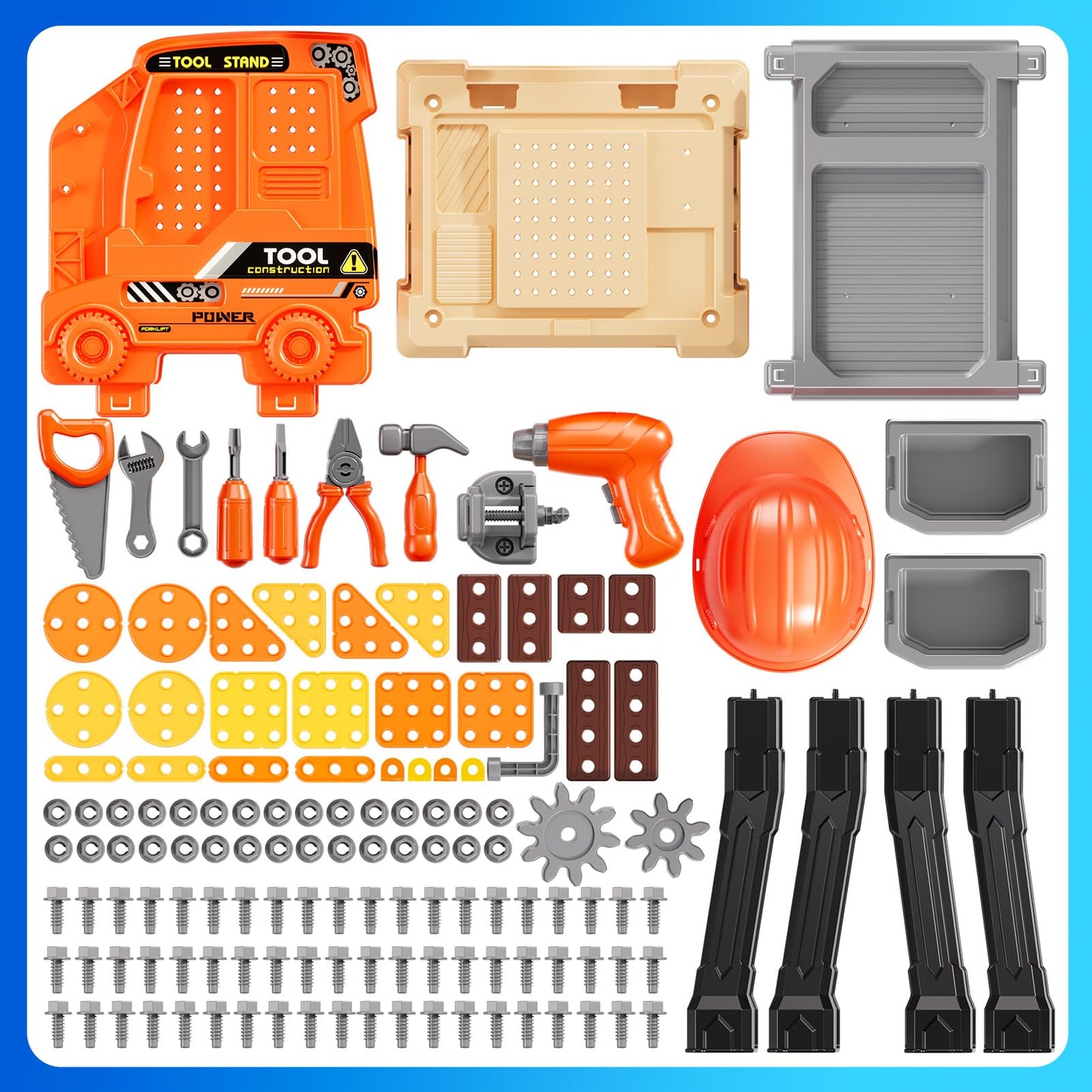 Xelabrion Kids Tool Bench Set – 142-Pcs with Realistic Drill