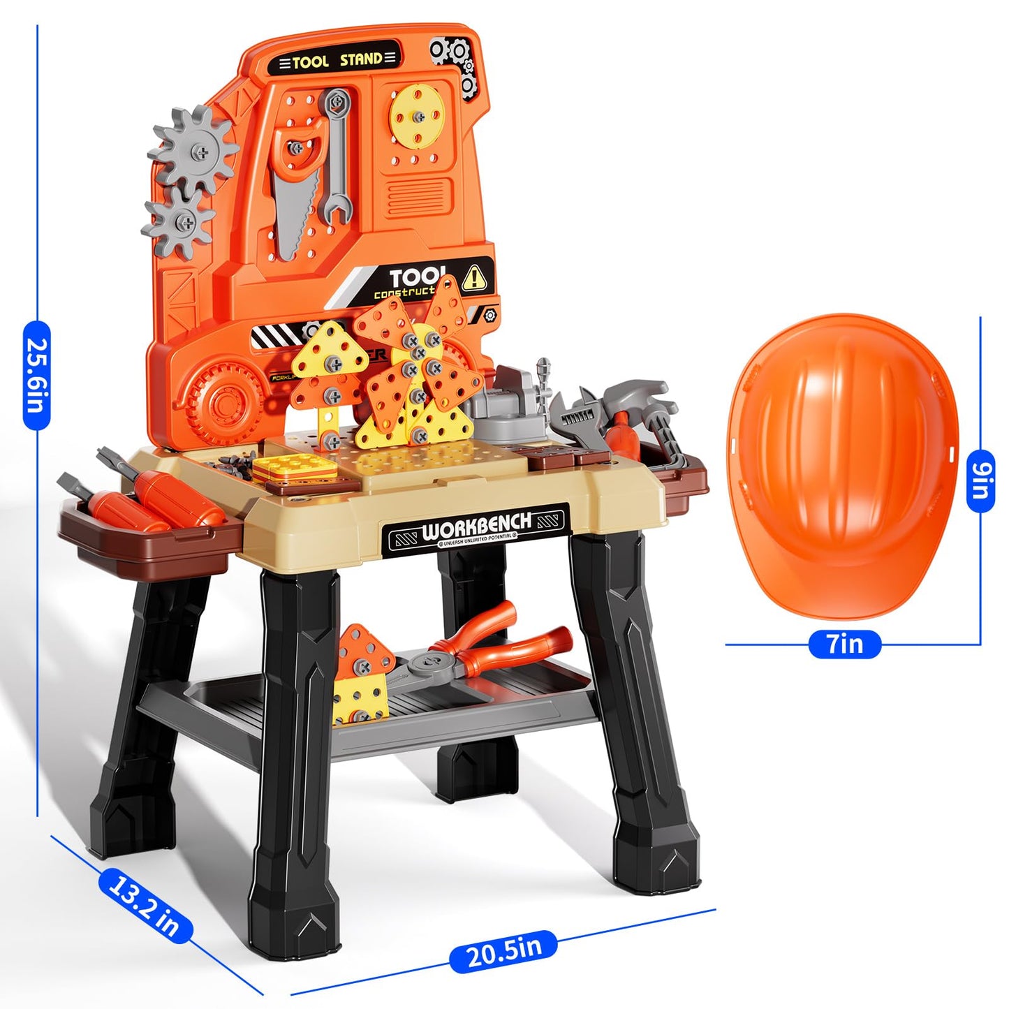 Xelabrion Kids Tool Bench Set – 142-Pcs with Realistic Drill
