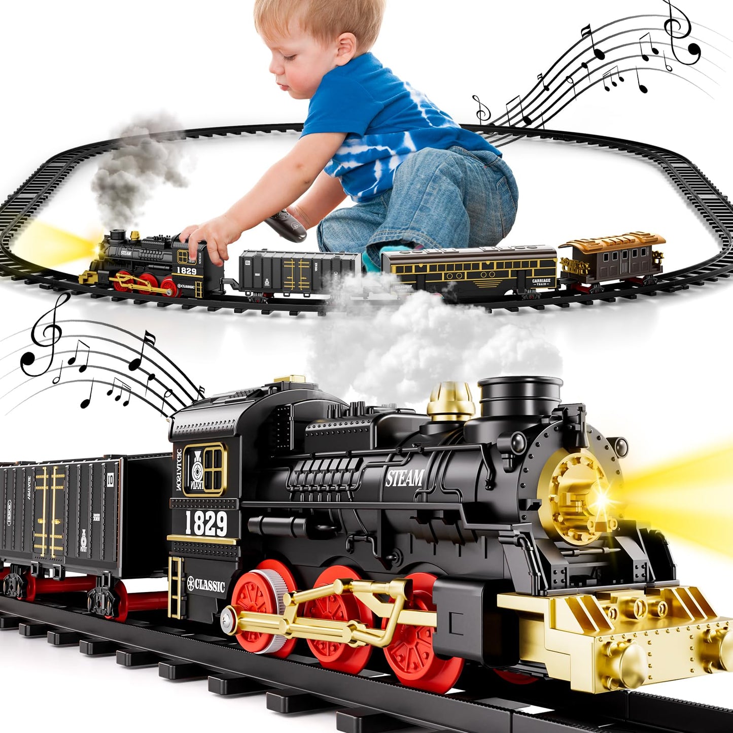 Xelabrion Train Set for Kids (Ages 3-8) — Remote-Control Train with Lights, Steam & Easy Assembly