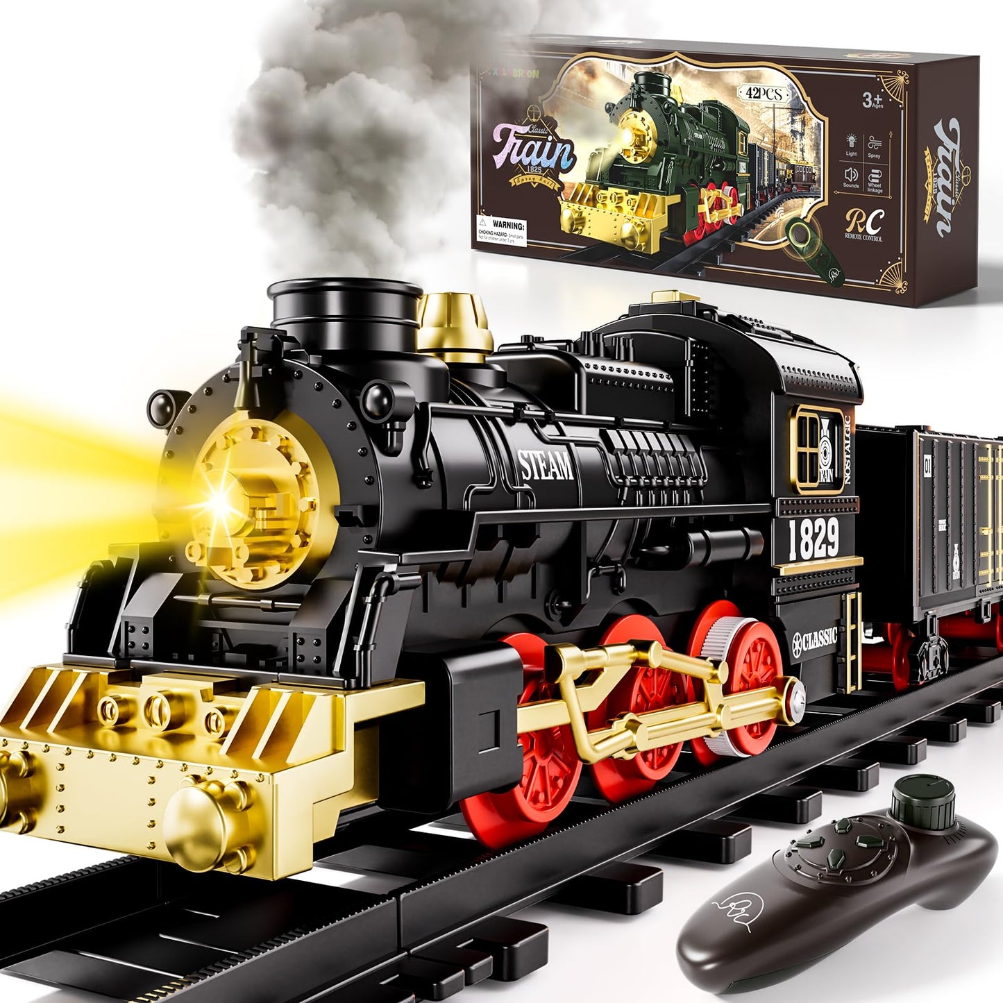 Xelabrion Train Set for Kids (Ages 3-8) — Remote-Control Train with Lights, Steam & Easy Assembly