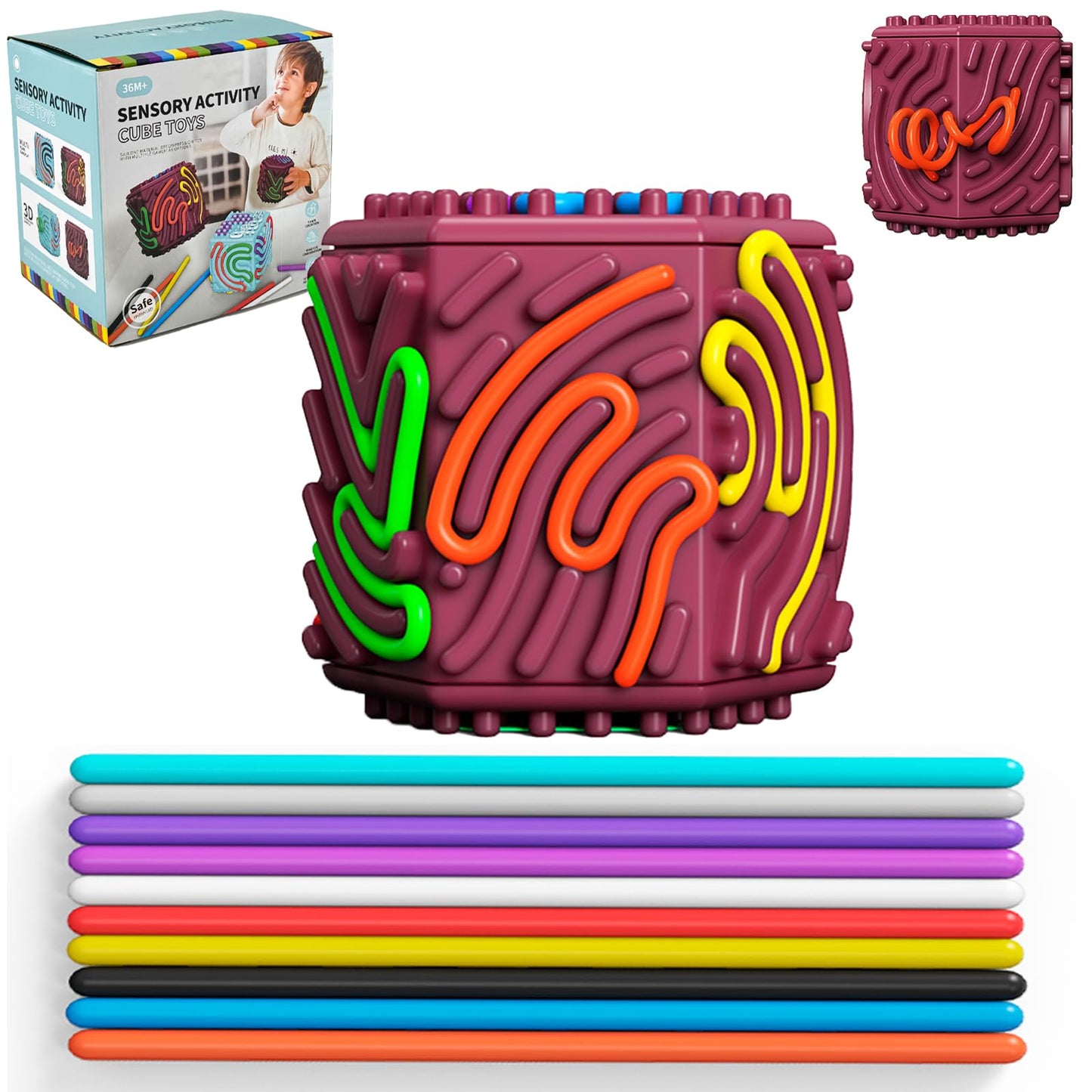 Xesakesi 3D Silicone Sensory Cube – Travel Calm & Anxiety Relief Toy
