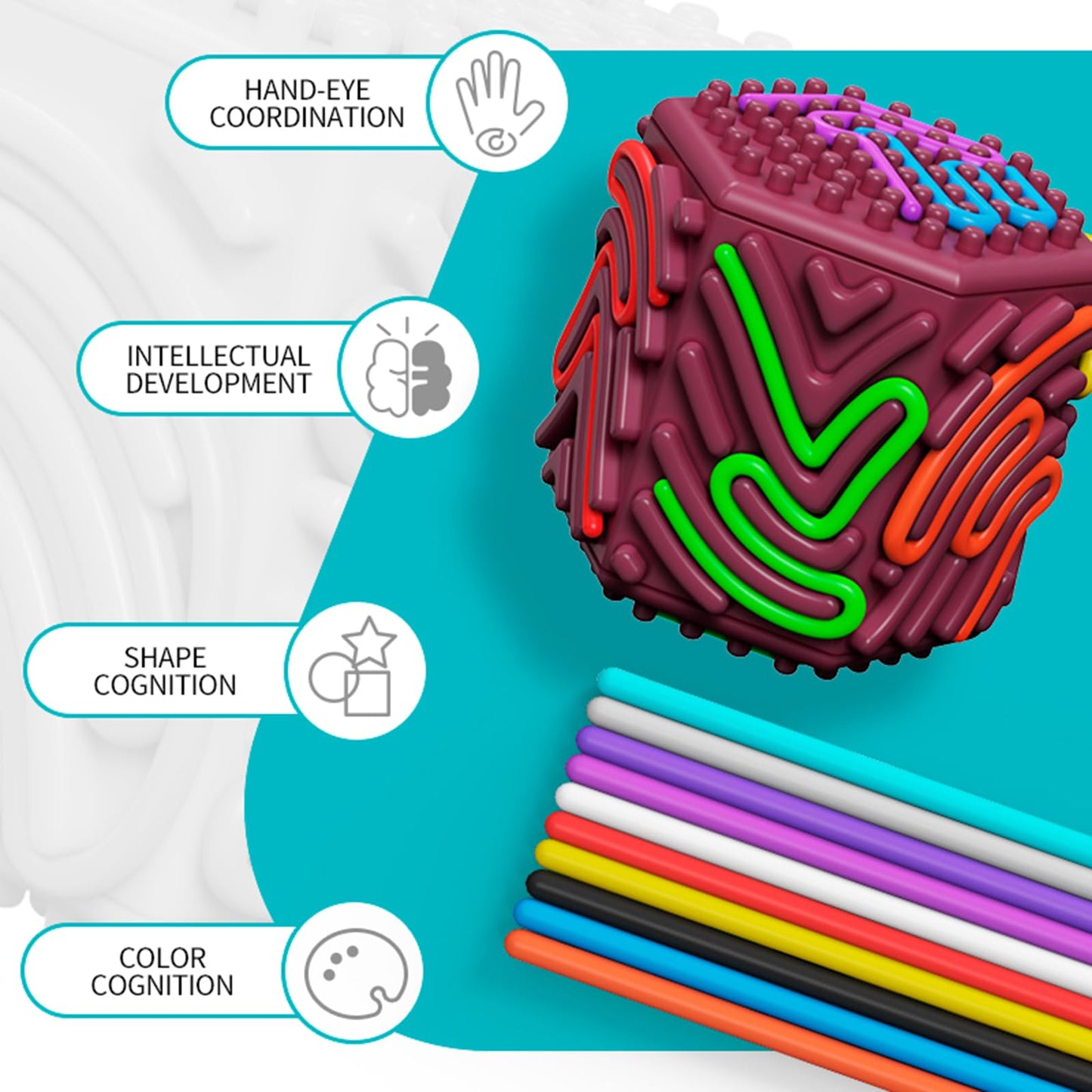 Xesakesi 3D Silicone Sensory Cube – Travel Calm & Anxiety Relief Toy