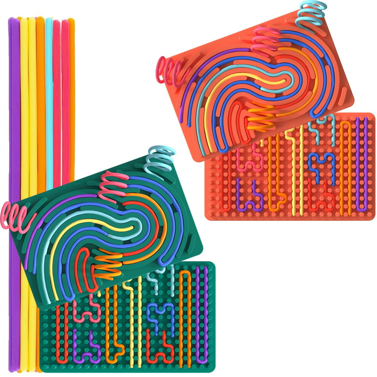 Xesakesi 2Packs Sensory Activity Board | Silicone Fidget Toys for Kids and Adults