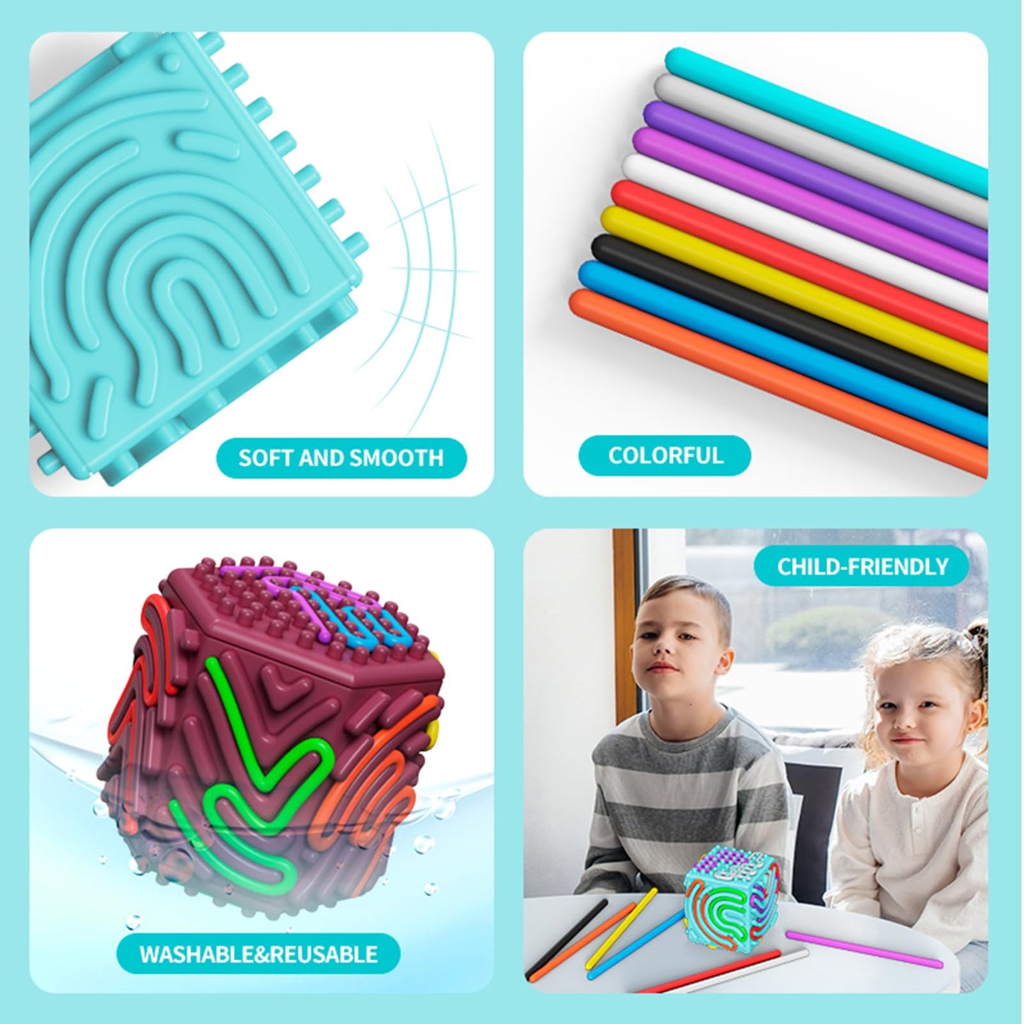 Xesakesi 3D Silicone Sensory Cube – Travel Calm & Anxiety Relief Toy