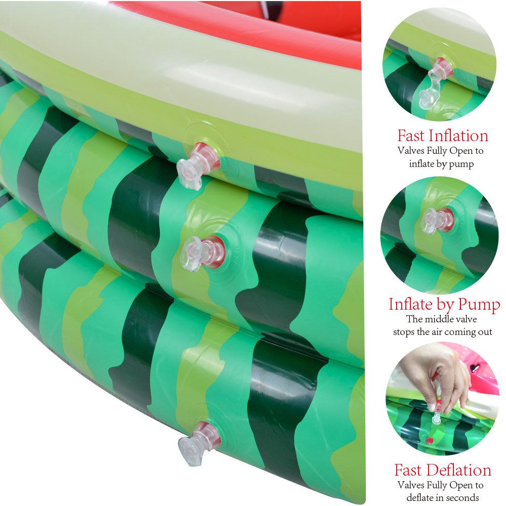 XFlated Watermelon 3-Ring Kiddie Pool — 45-Inch Inflatable Pool for Kids (Ages 3+)