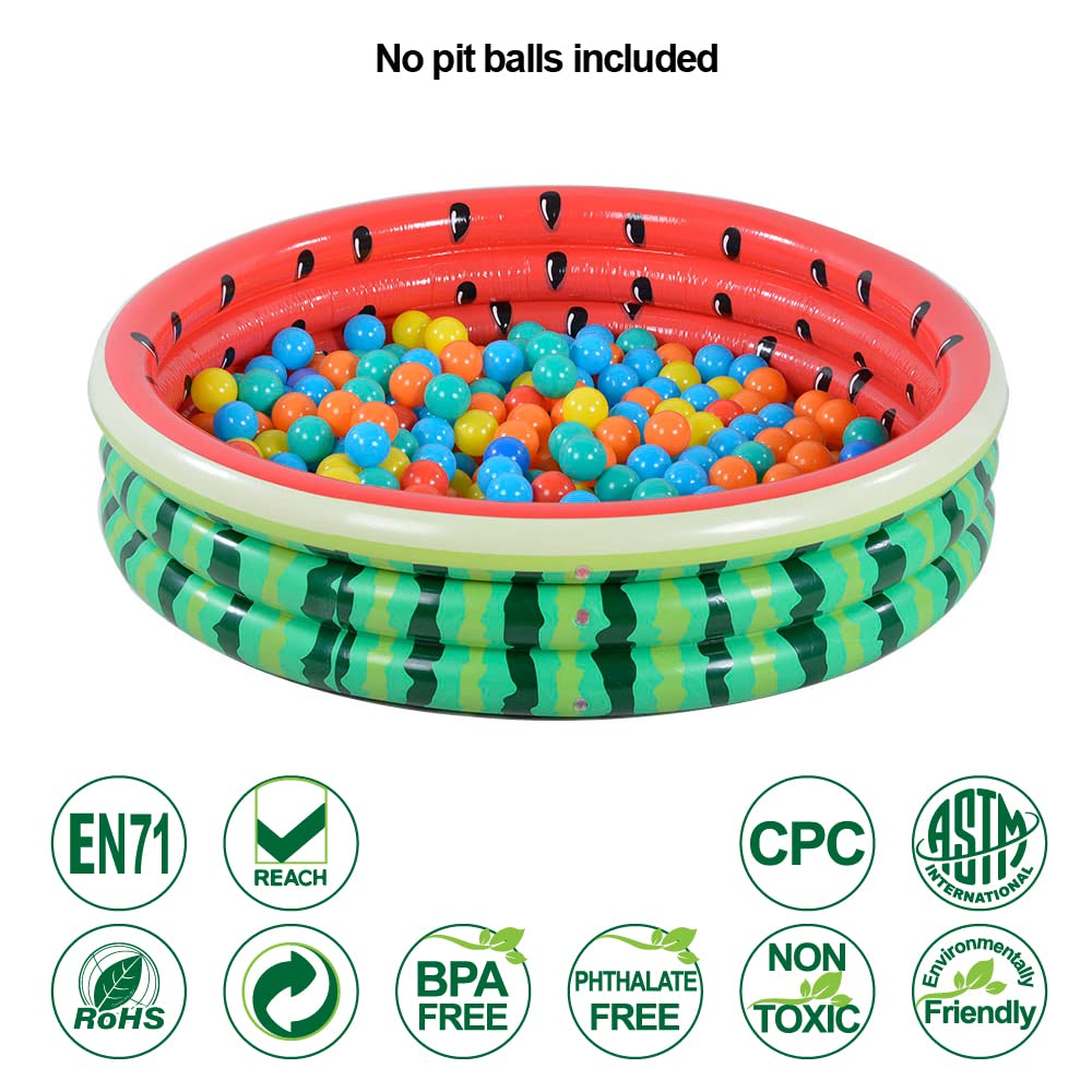 XFlated Watermelon 3-Ring Kiddie Pool — 45-Inch Inflatable Pool for Kids (Ages 3+)