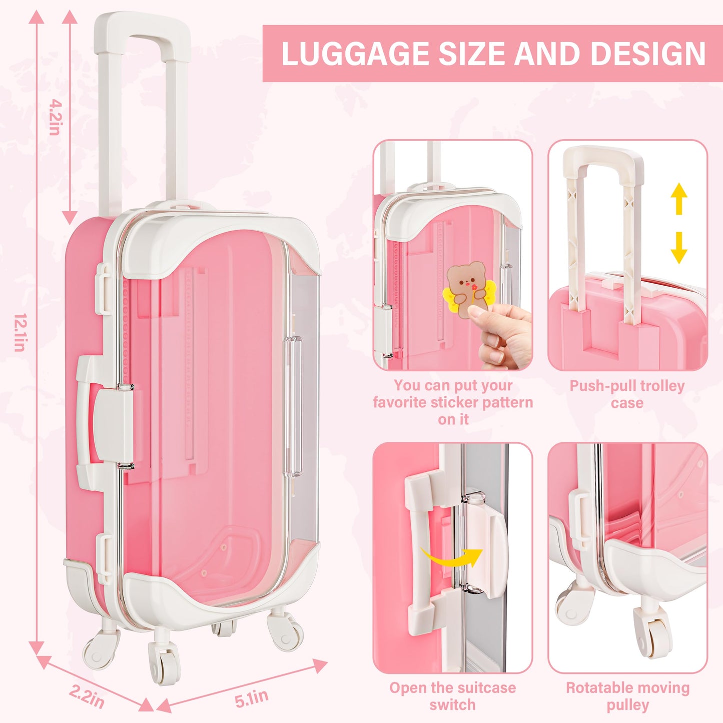 XFBB Doll Suitcase Travel Sets – 28 Pcs for 18-Inch Dolls with Unicorn Bag & Accessories