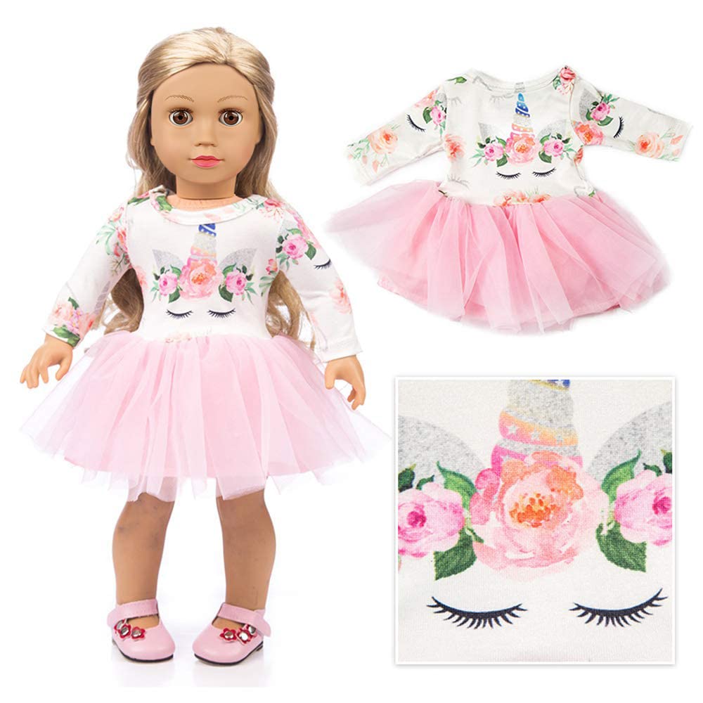 XFEYUE 7 Sets 18-Inch Doll Clothes Pack for American 18-Inch Dolls — Skirts, Shirts, Pants, Hair Bands