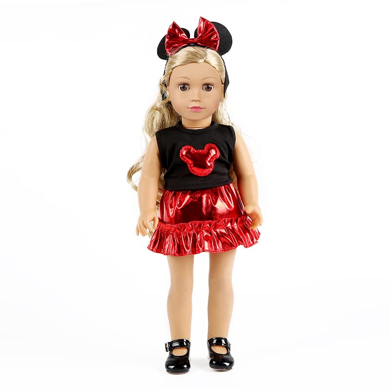 XFEYUE 7 Sets 18-Inch Doll Clothes Pack for American 18-Inch Dolls — Skirts, Shirts, Pants, Hair Bands