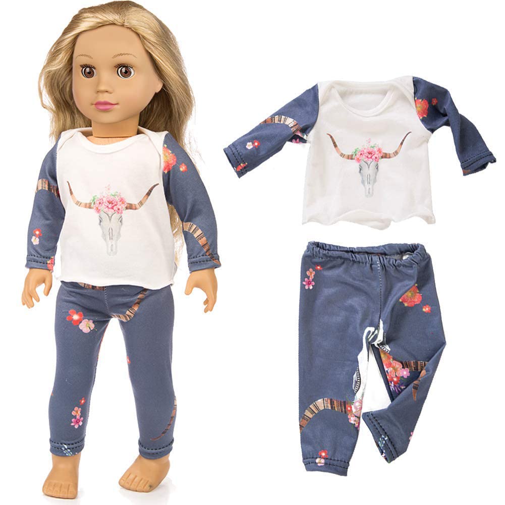 XFEYUE 7 Sets 18-Inch Doll Clothes Pack for American 18-Inch Dolls — Skirts, Shirts, Pants, Hair Bands