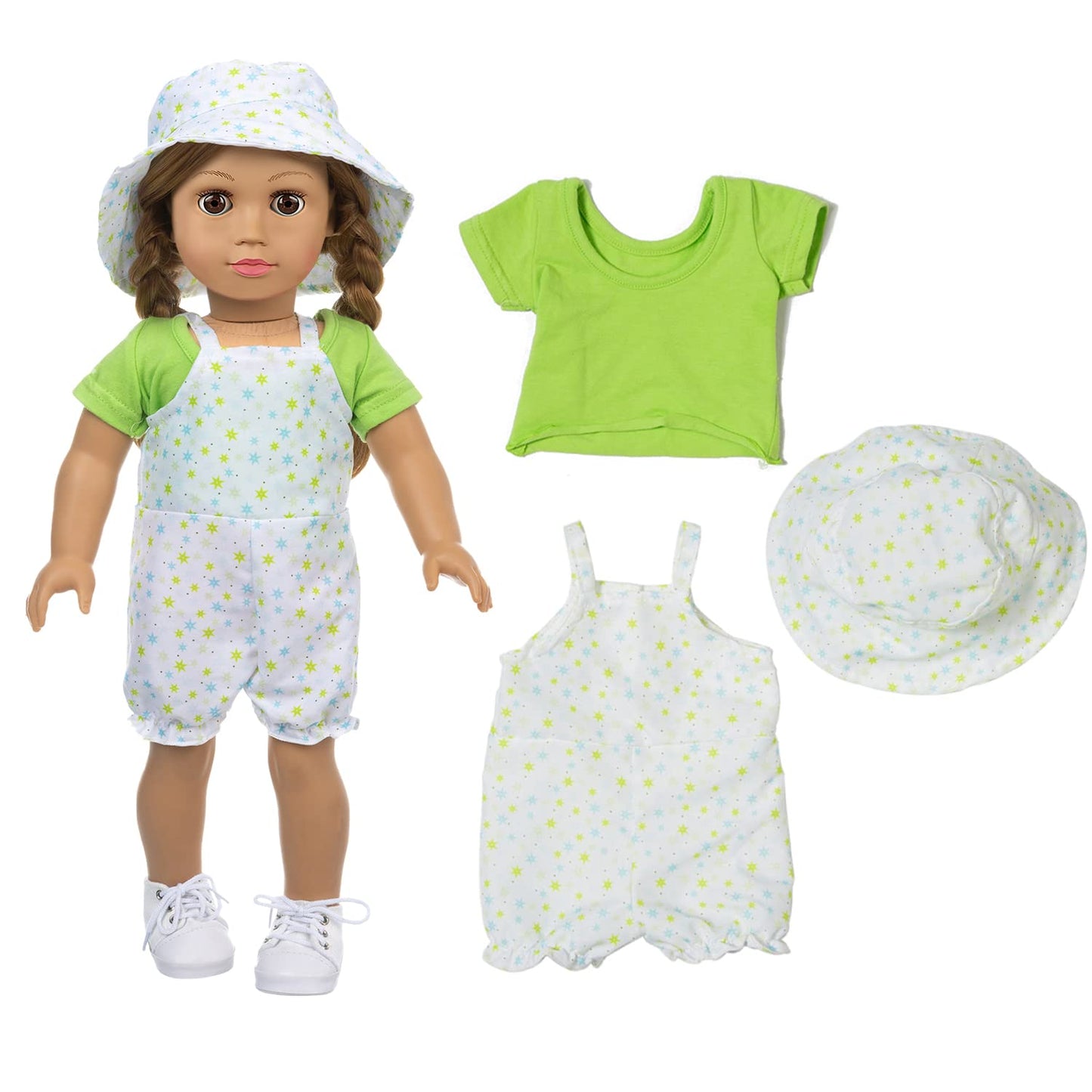 XFEYUE 18-Inch Doll Clothes Set — 5 Coordinated Looks + 2 Random Shoes