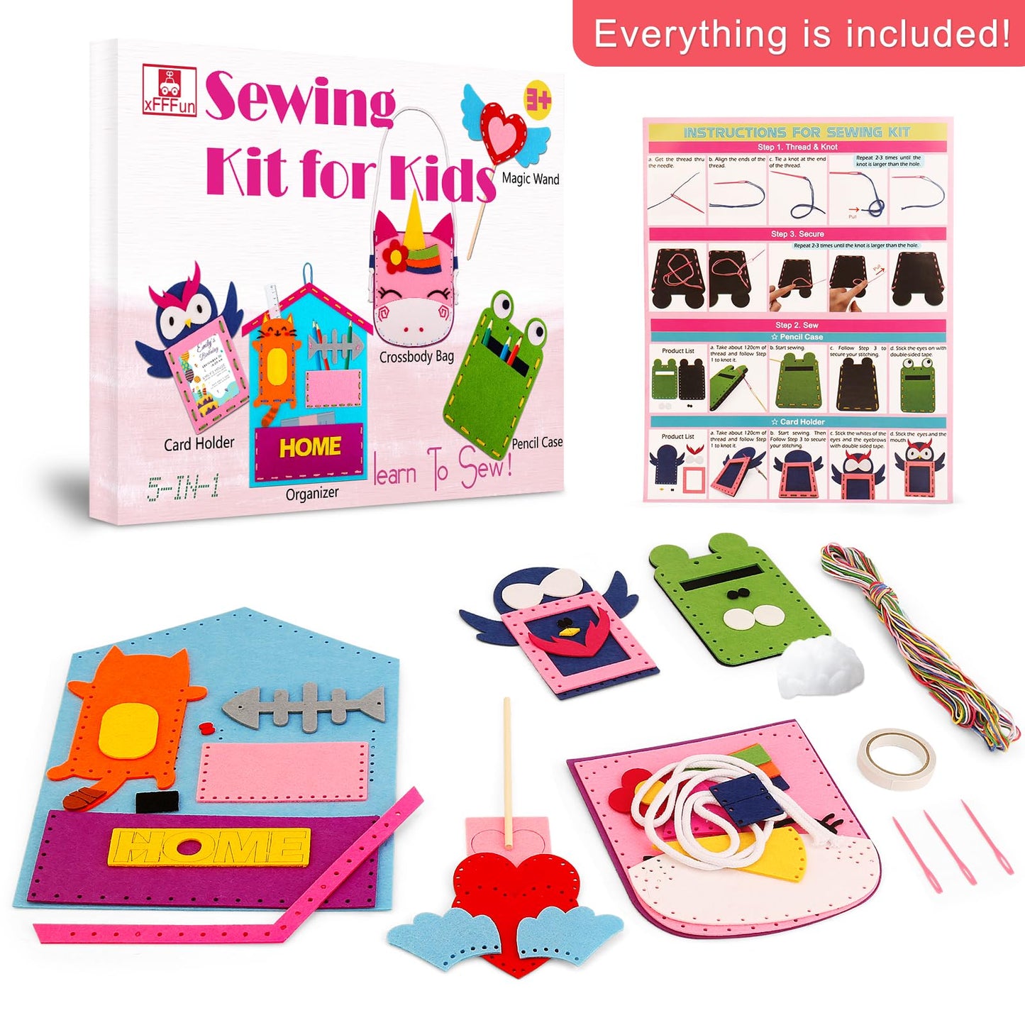 xFFFun My First Sewing Kit for Kids – 5 Easy Projects for Ages 4-8