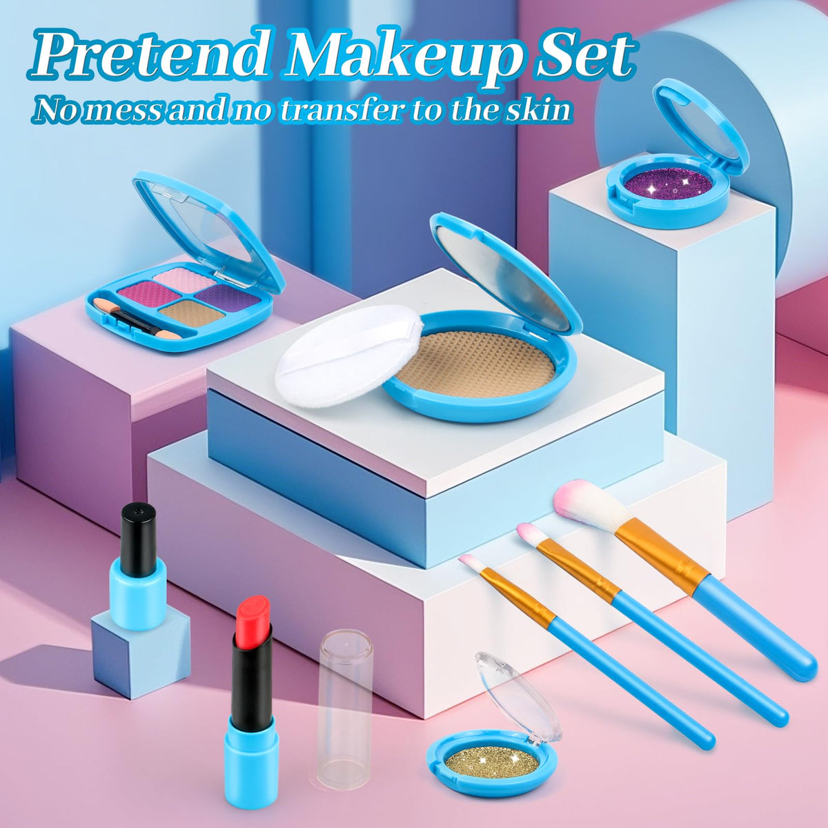 xFFFun Pretend Makeup Kit for Toddlers 3-5 — Safe, Non-Toxic Playset with Purse