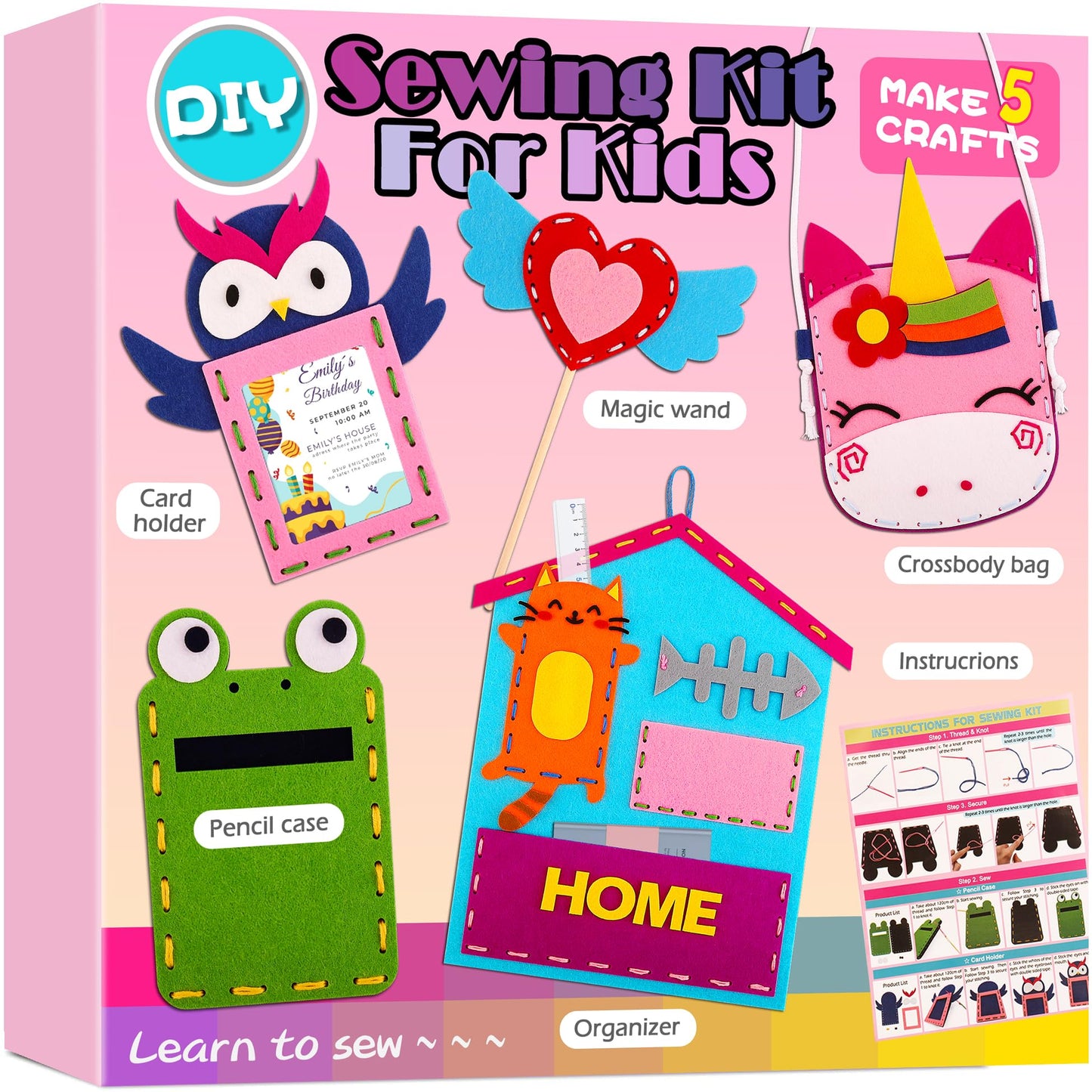 xFFFun My First Sewing Kit for Kids – 5 Easy Projects for Ages 4-8