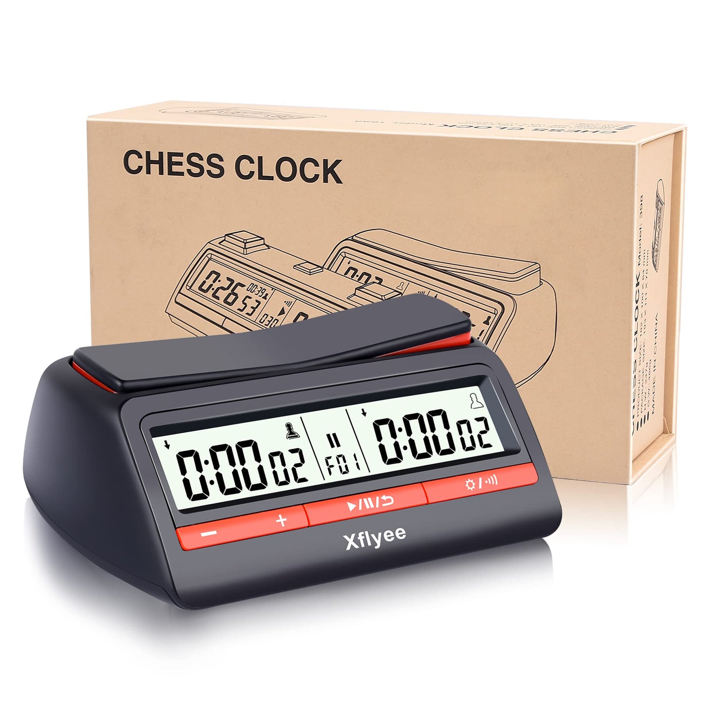 Xflyee Chess Clock (2023 New) - Digital Timer with Bonus & Delayed Countdown