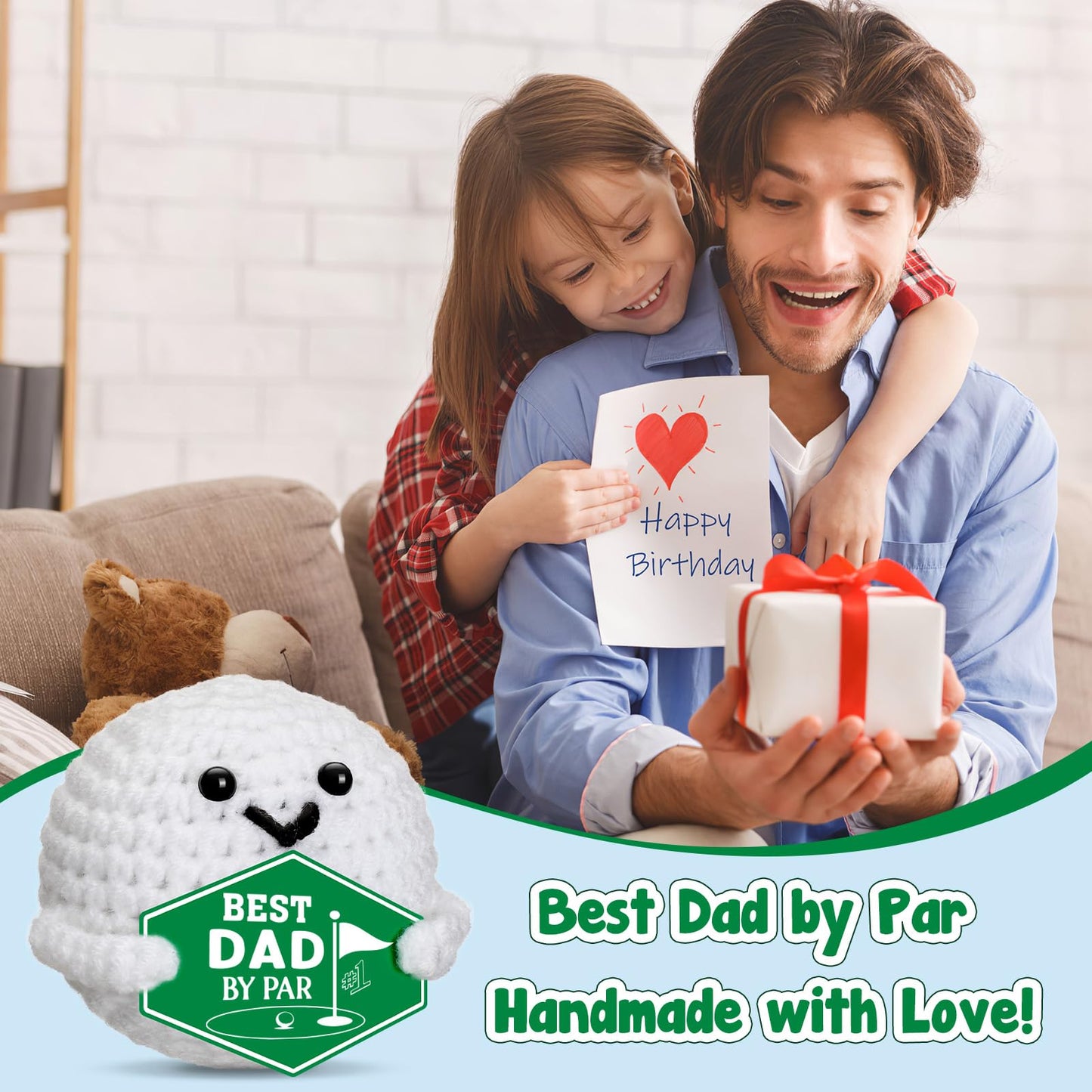 XgiftCreat Golf Gifts for Dad – Best Dad by Par Crochet Golf Ball