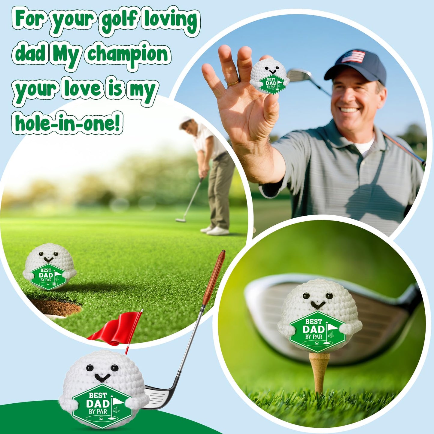 XgiftCreat Golf Gifts for Dad – Best Dad by Par Crochet Golf Ball