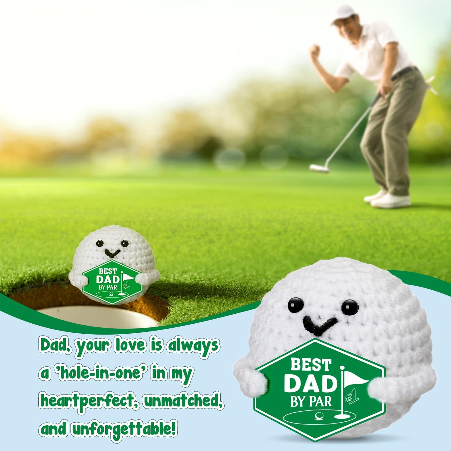 XgiftCreat Golf Gifts for Dad – Best Dad by Par Crochet Golf Ball