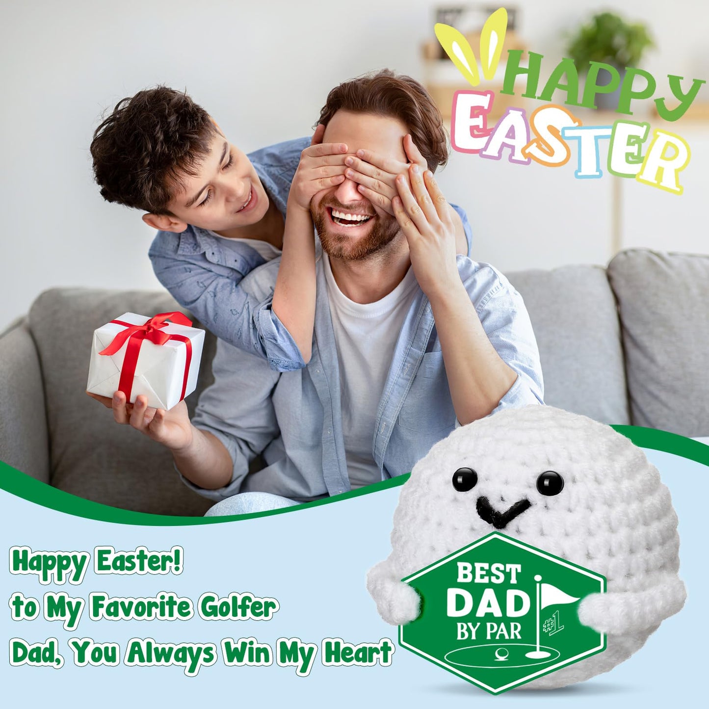XgiftCreat Golf Gifts for Dad – Best Dad by Par Crochet Golf Ball