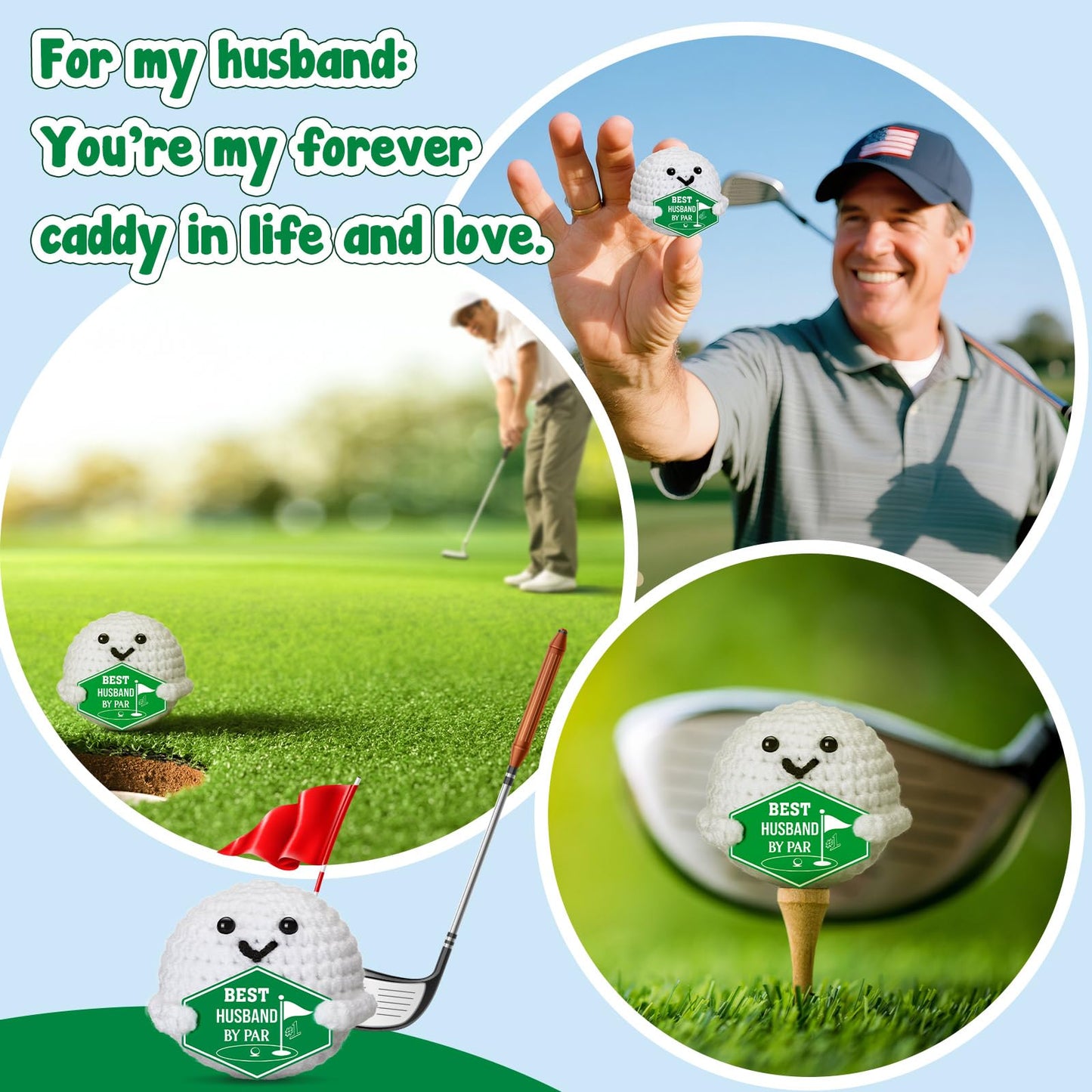 XgiftCreat Crochet Golf Ball Gift for Husband – Birthday, Anniversary & Father’s Day