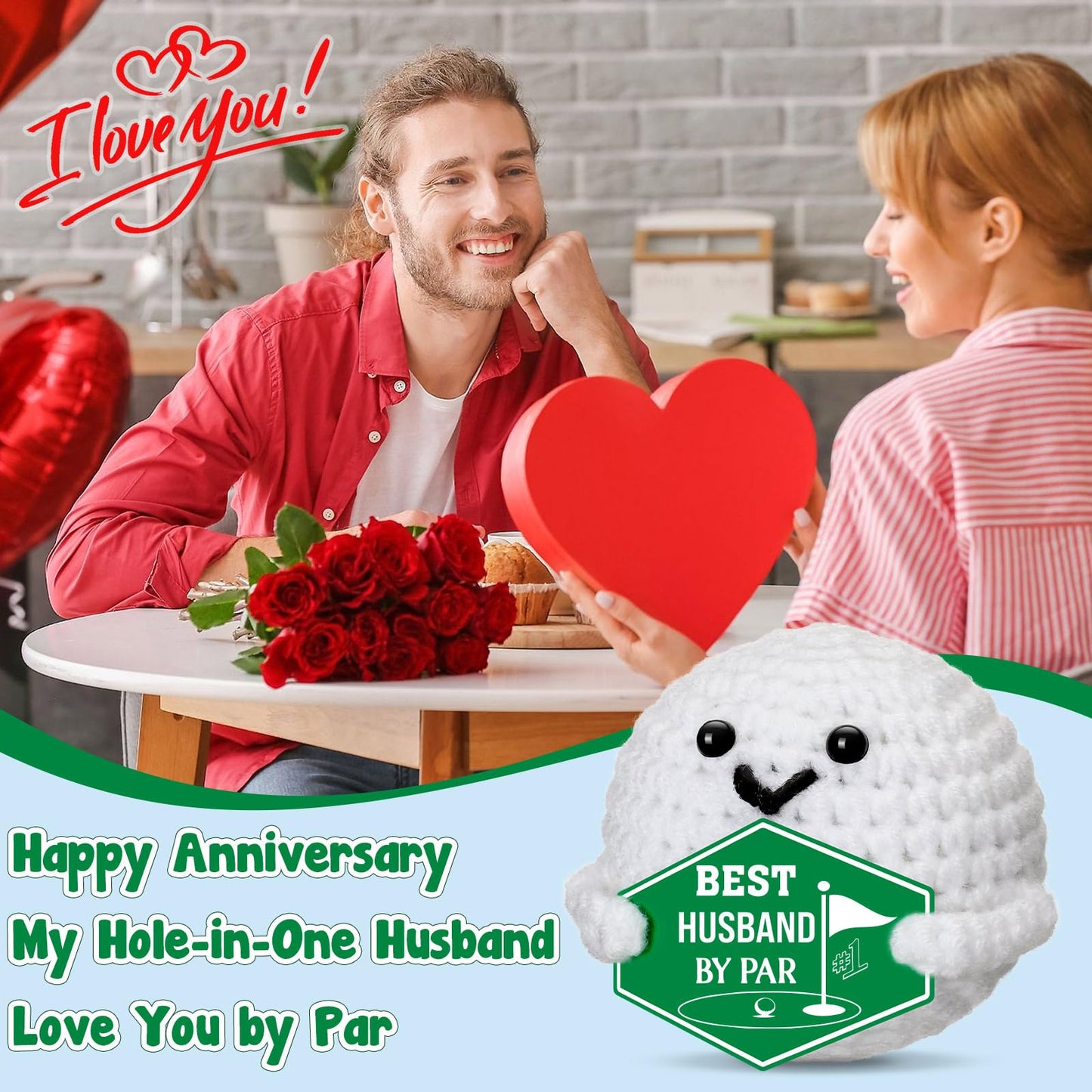 XgiftCreat Crochet Golf Ball Gift for Husband – Birthday, Anniversary & Father’s Day