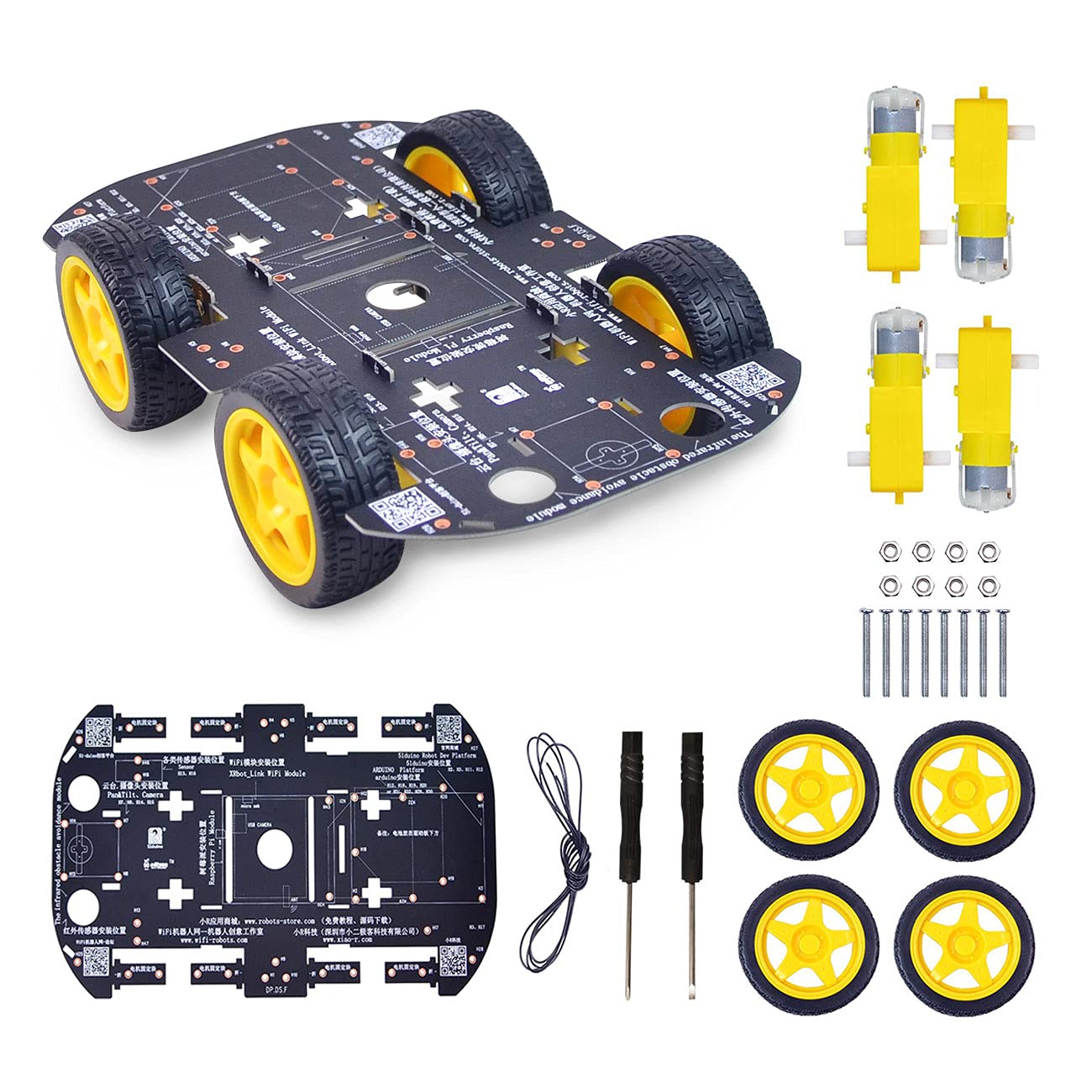 XiaoR Geek Robot Chassis 4WD – DIY Smart Car Kit for Arduino, Raspberry Pi & Jetson Nano