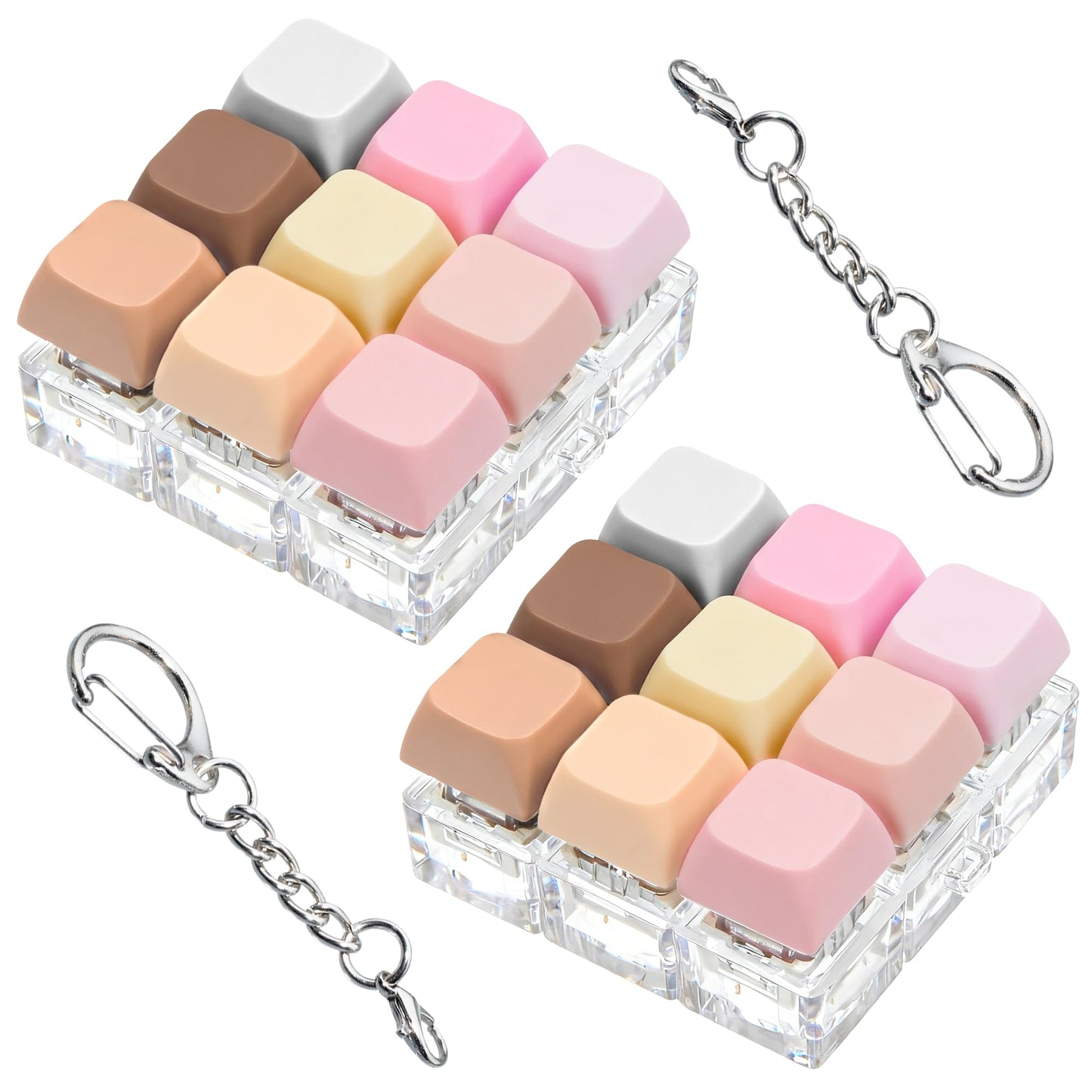 XiawaLangzhuo 2 Pack 9-in-1 Keyboard Fidget Toy – Anti-Stress Keychain Clickers for Focus & Fun