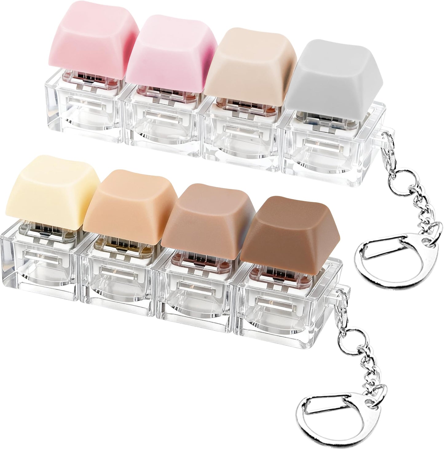 XiawaLangzhuo 2-Pack Keyboard Fidget Toy – 4-in-1 Button Keychain (Morandi)