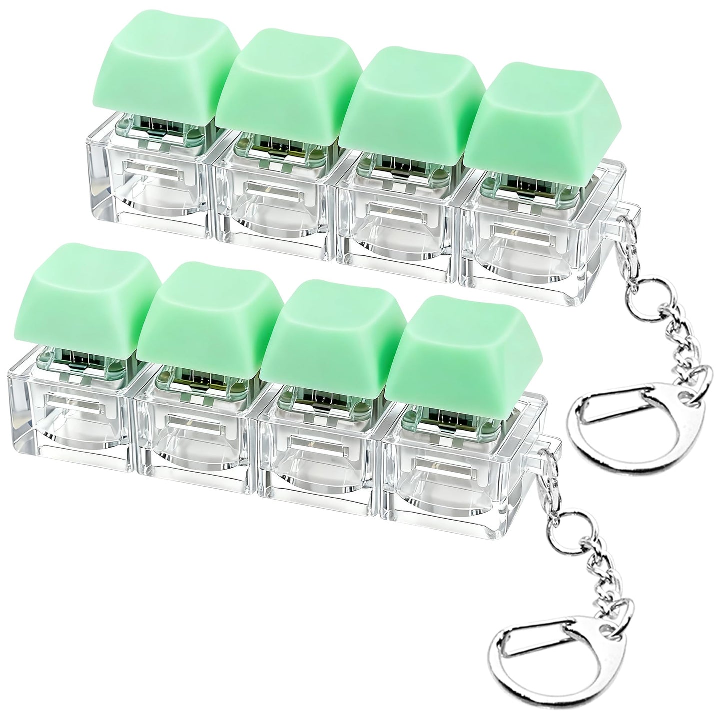 XiawaLangzhuo 2 Pcs Keyboard Fidget Toy – 4-in-1 Keychain Stress Relief (Light Green)