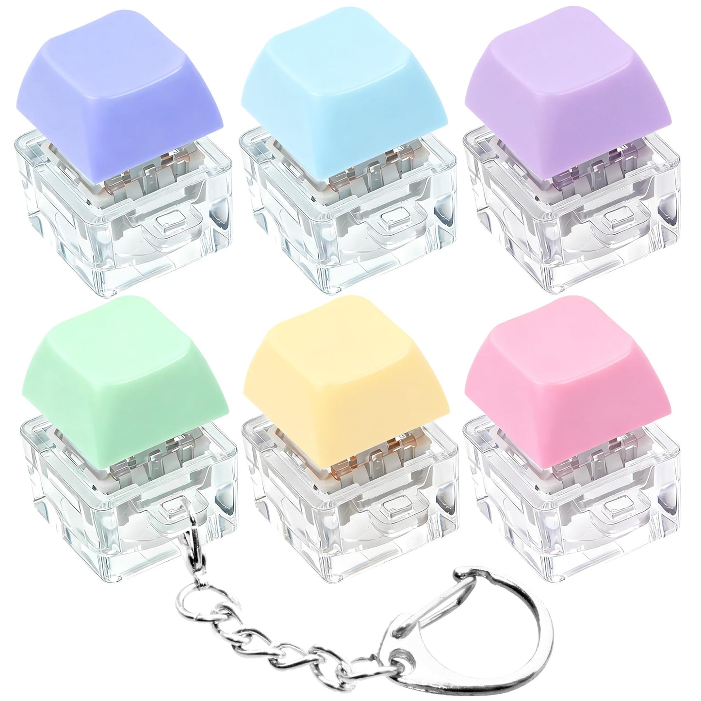XiawaLangzhuo 6-Pack Keyboard Fidget Keychain — Mix Macaron Colors for Stress Relief & Focus