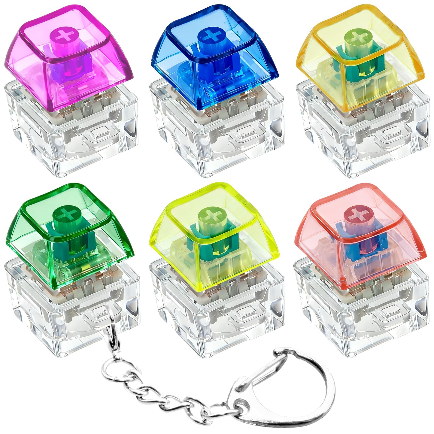 XiawaLangzhuo 6 Pack Keyboard Fidget Toy Keychain — Colorful Stress Relief Button Clickers