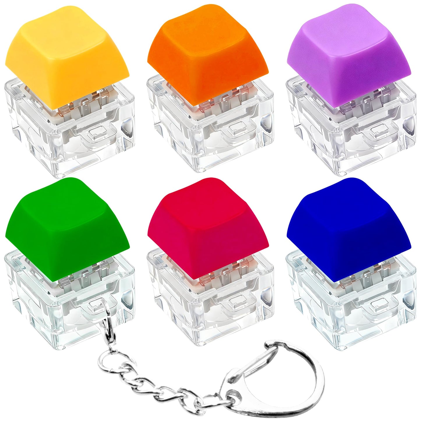 XiawaLangzhuo 6-Pack Keyboard Fidget Toy Keychain – Stress Relief Clickers (Mix Bright)