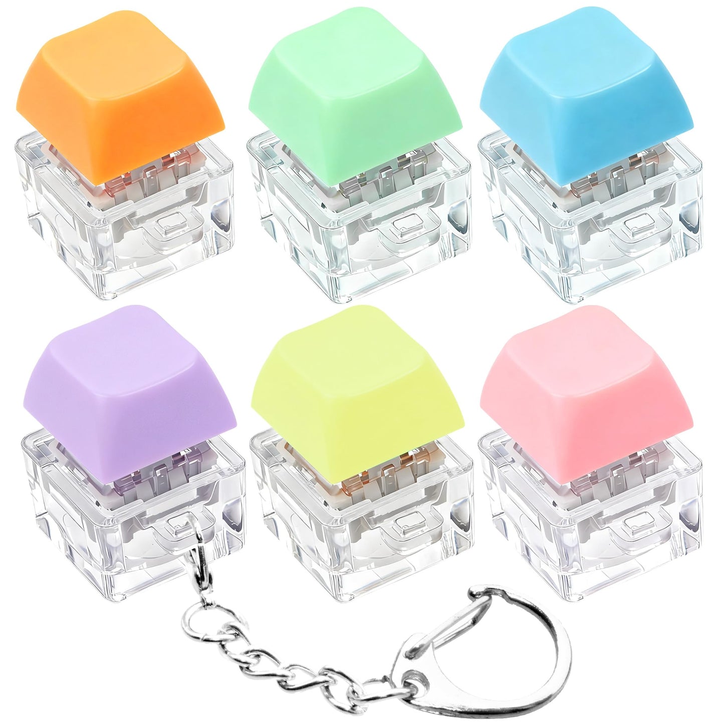 XiawaLangzhuo 6 Pack Keyboard Fidget Toy – Multicolor Button Stress Relief Keychains