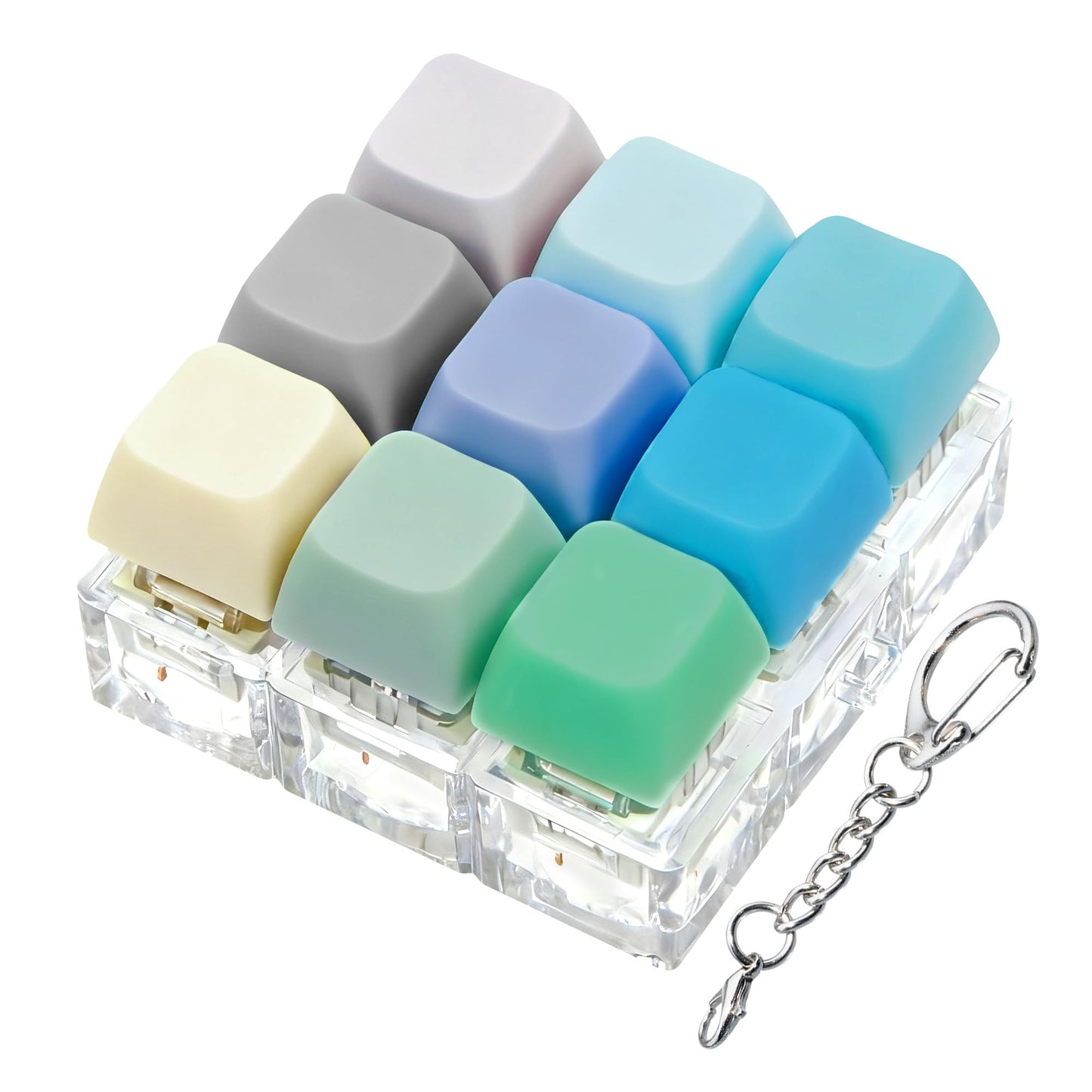 XiawaLangzhuo 9-in-1 Keyboard Fidget Toy – Decompression Button Keychain (Blue/Green)