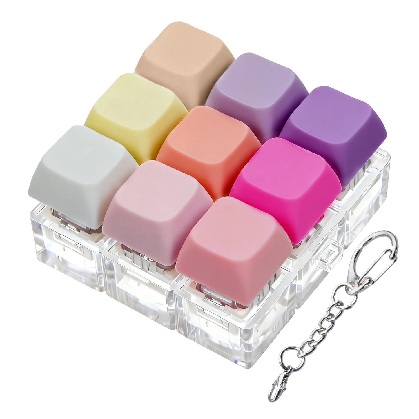 XiawaLangzhuo 9-in-1 Keyboard Fidget Toy & Keychain – 9 Colors (Pink Purple)